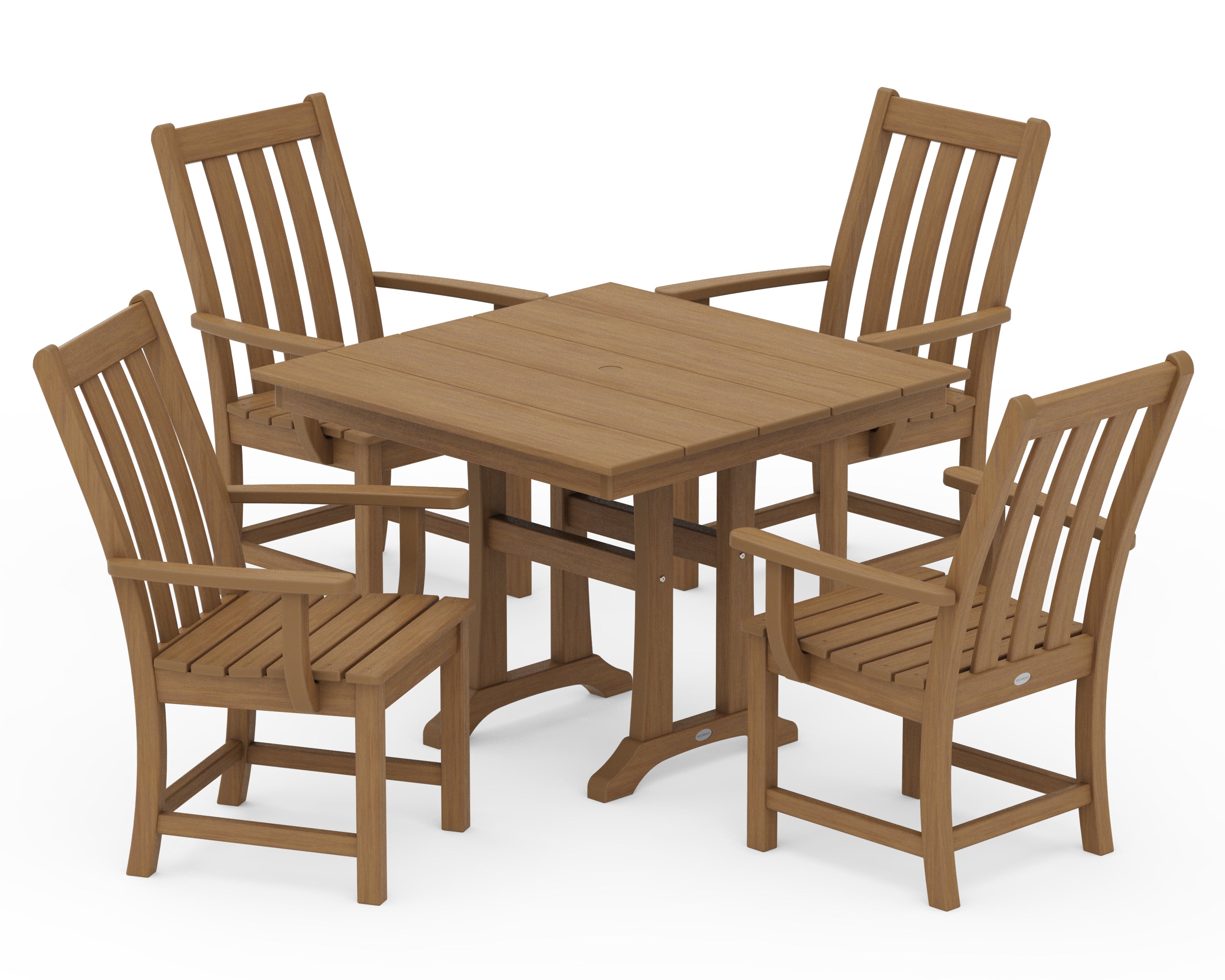 POLYWOOD Vineyard 5-Piece Farmhouse Trestle Arm Chair Dining Set in Natural