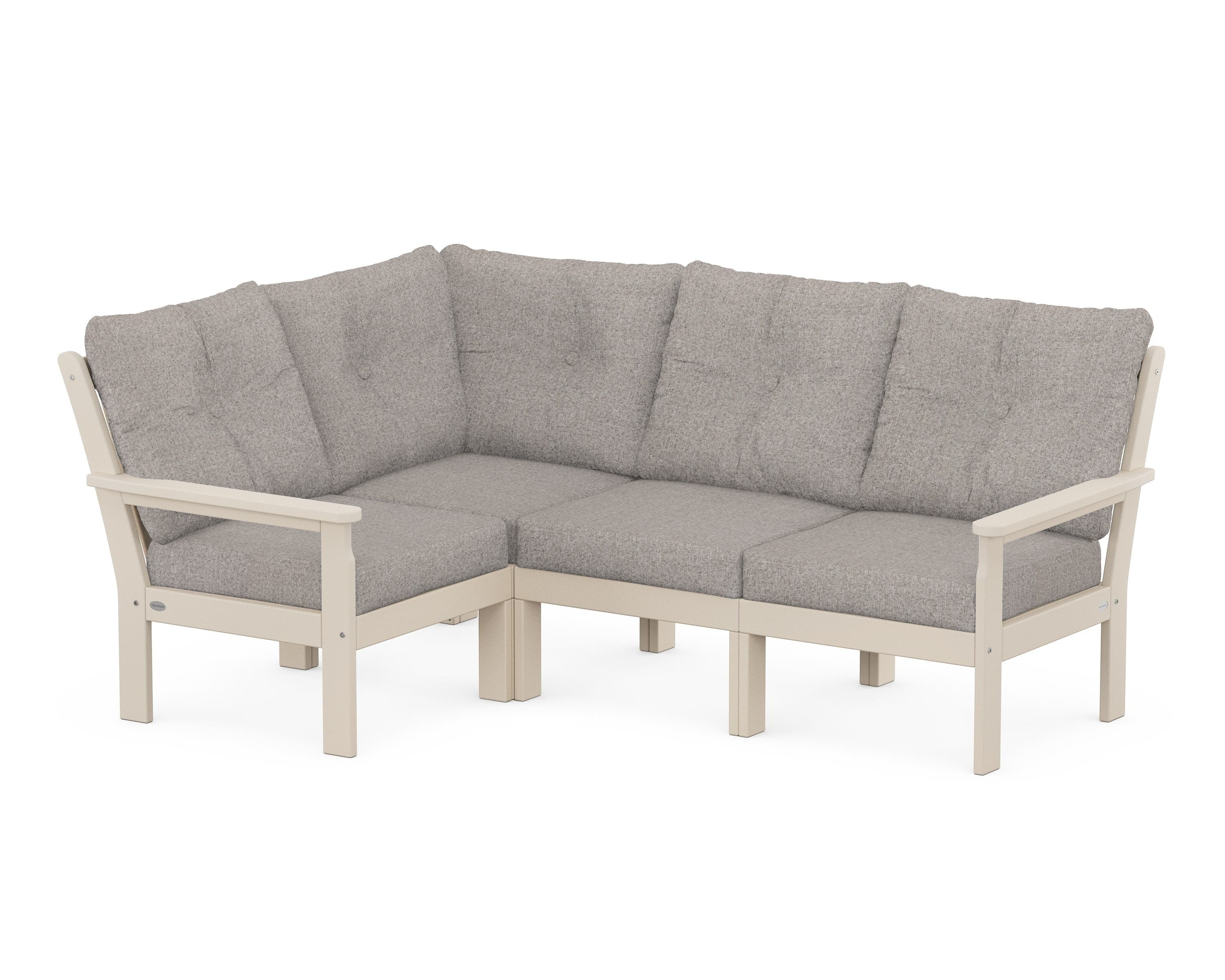 POLYWOOD Vineyard 4-Piece Sectional in Sand / Weathered Tweed