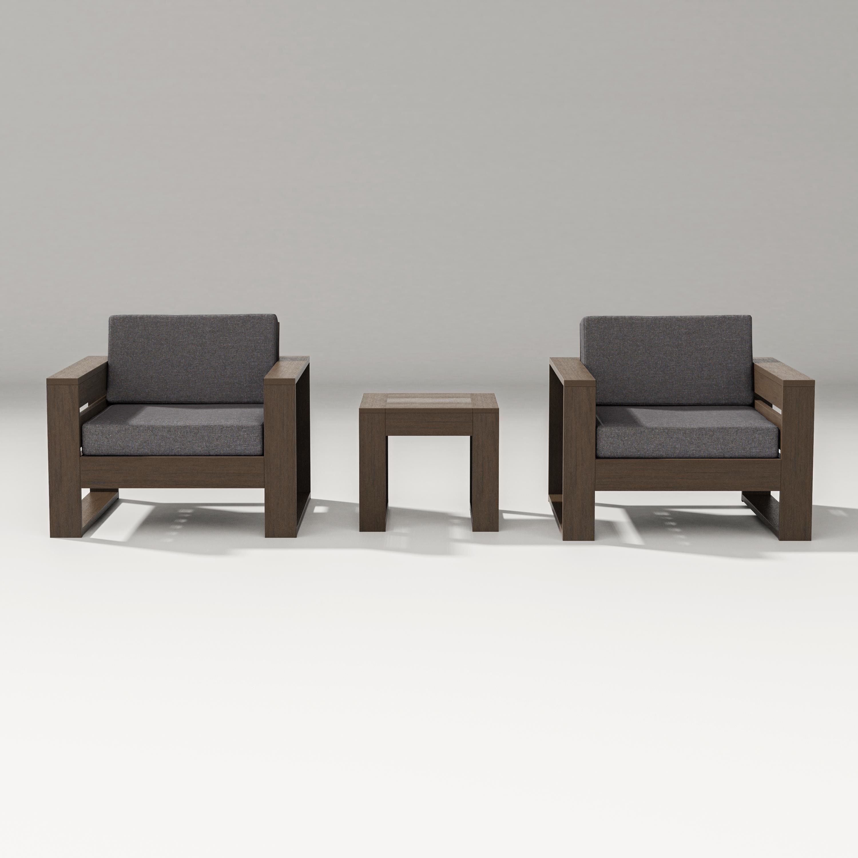 PW Designer Series Latitude 3-Piece Lounge Chair Set in Kona / Ash Charcoal