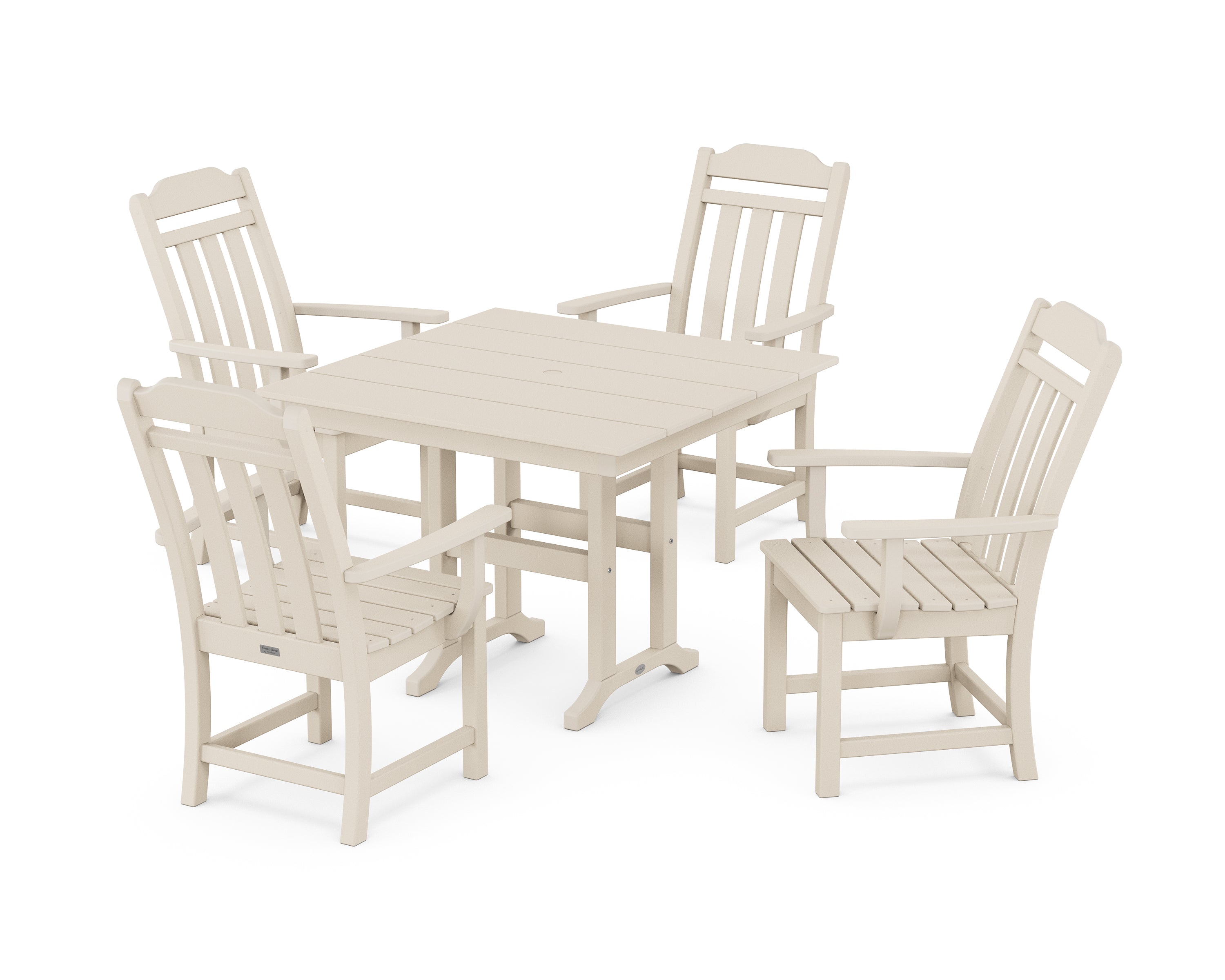 Polywood Country Living 5-Piece Farmhouse Dining Set in Sand