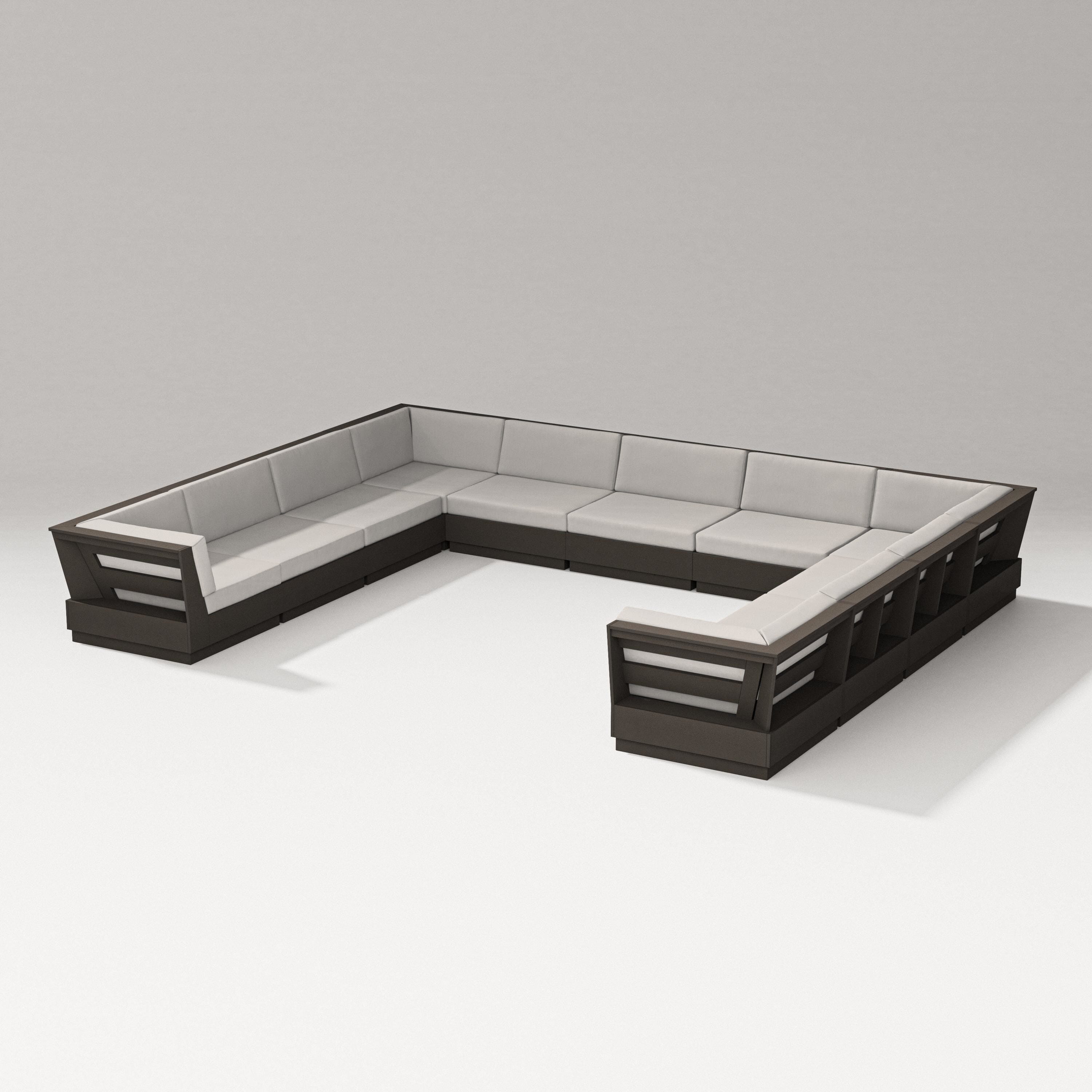 PW Designer Series Elevate Large U-Shaped Sectional in Vintage Coffee / Cast Ash