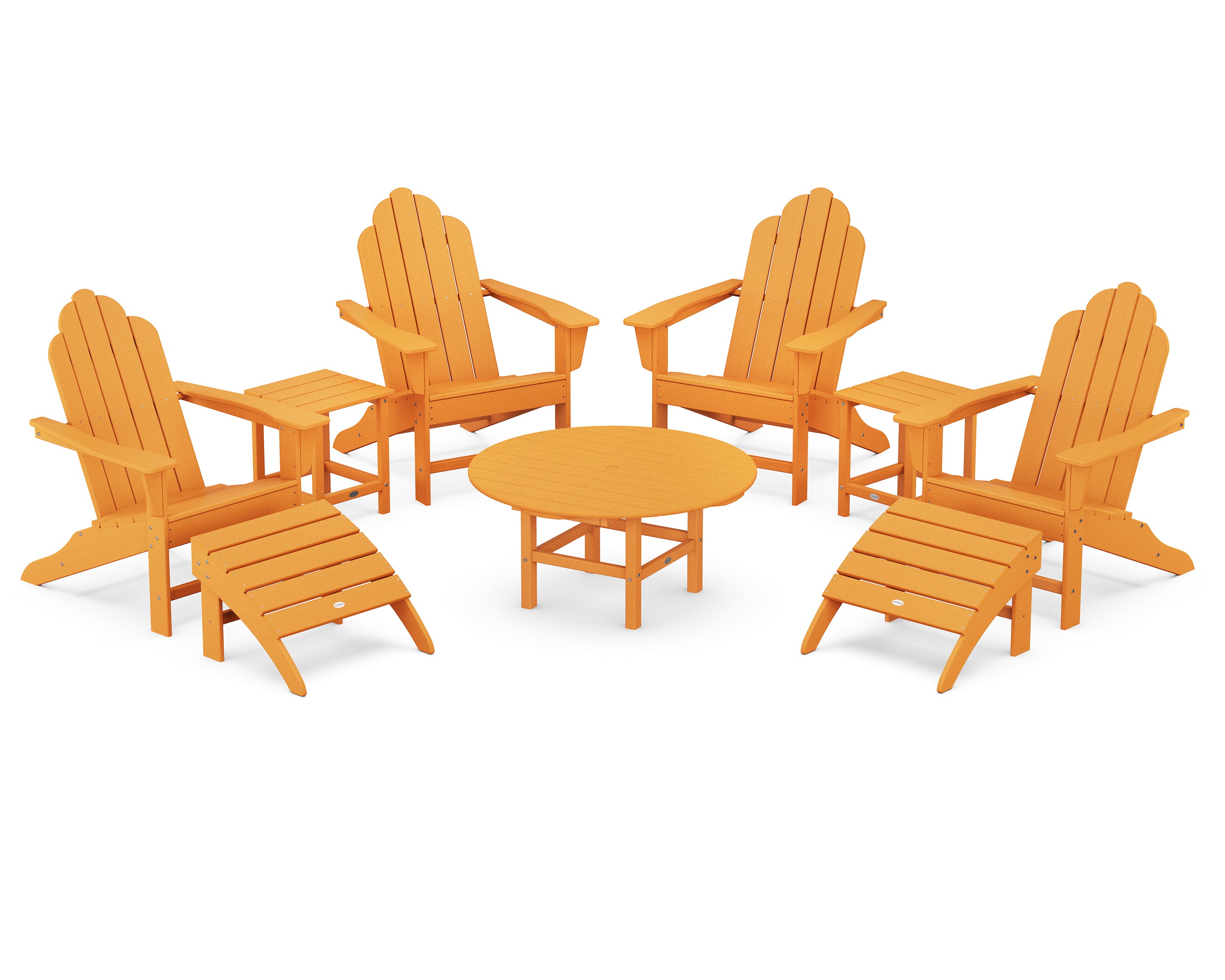 POLYWOOD® Long Island Adirondack 9-Piece Conversation Group in Tangerine