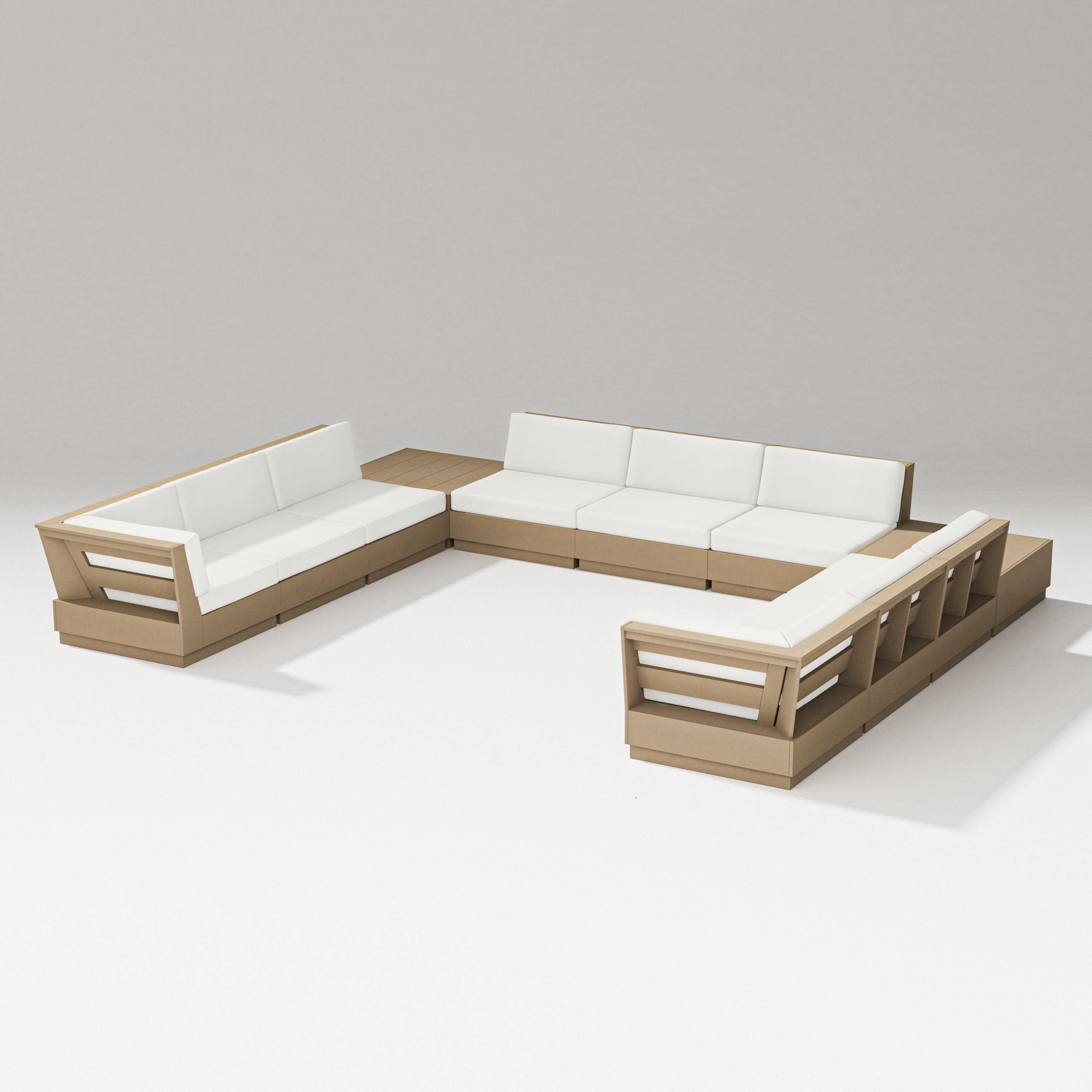 PW Designer Series Elevate 11-Piece U-Shaped Sofa Sectional in Vintage Sahara / Natural Linen