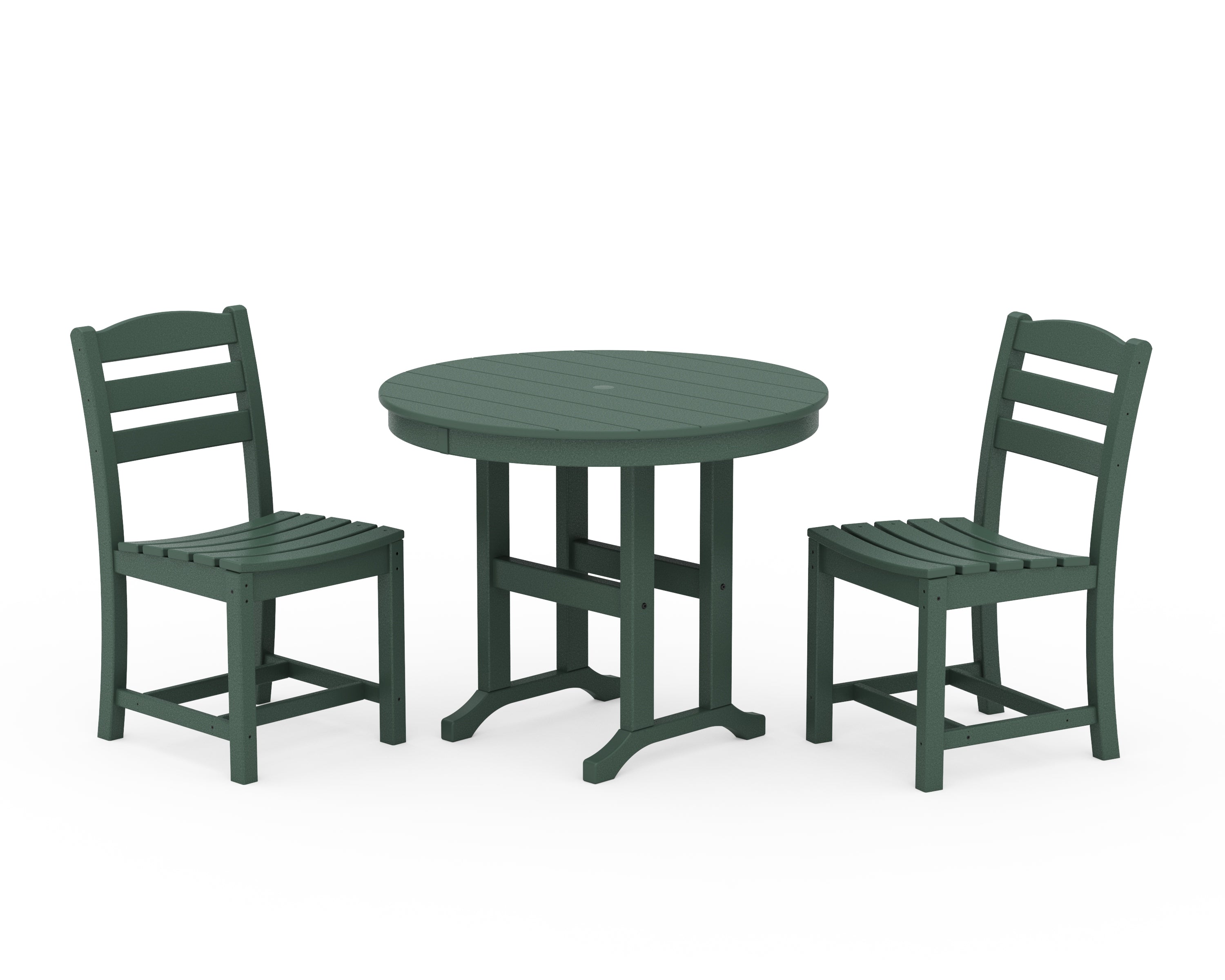 POLYWOOD La Casa Café Side Chair 3-Piece Round Dining Set in Green