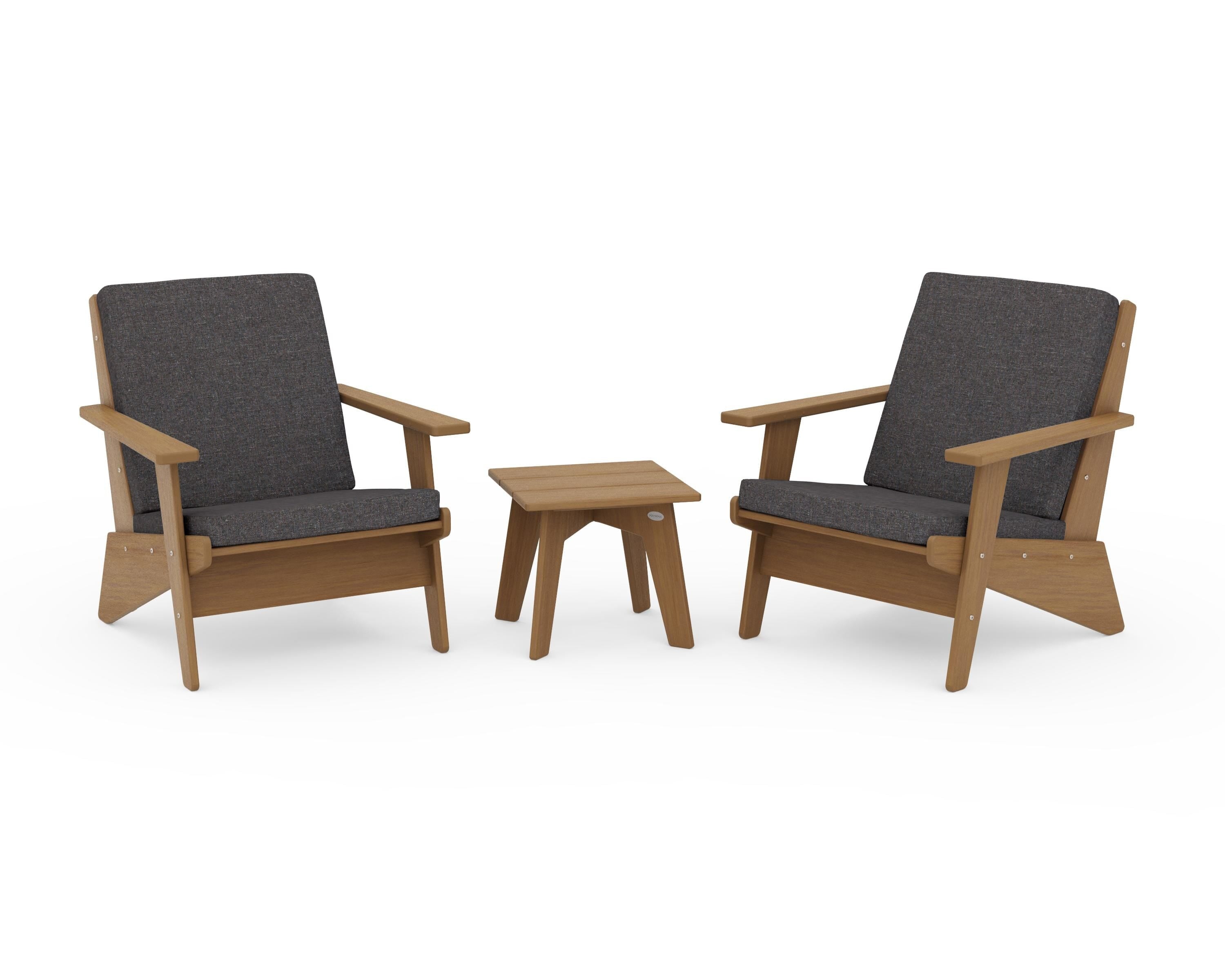 POLYWOOD Riviera Modern Lounge 3-Piece Set in Natural / Ash Charcoal