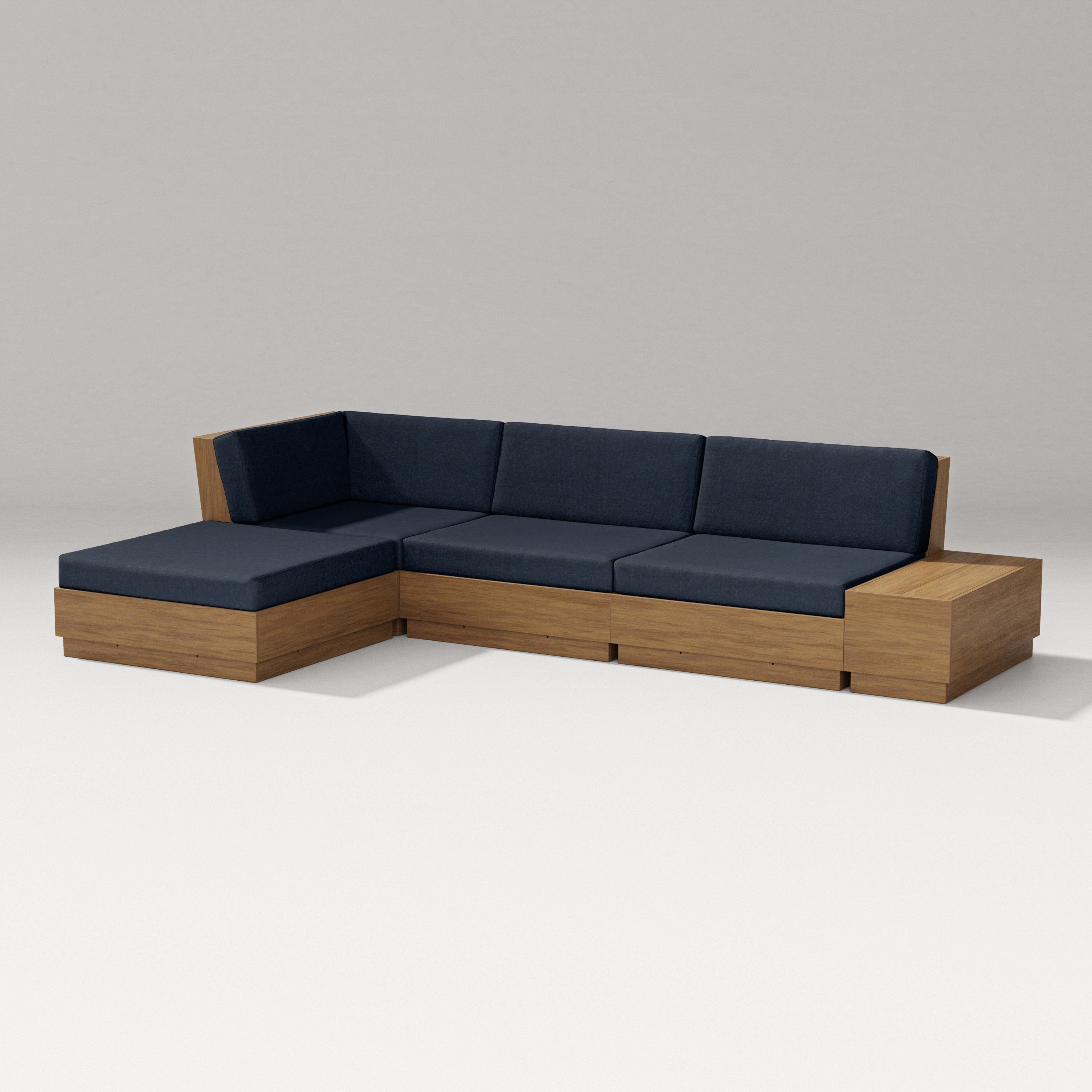 PW Designer Series Elevate Chaise Sectional in Natural / Marine Indigo