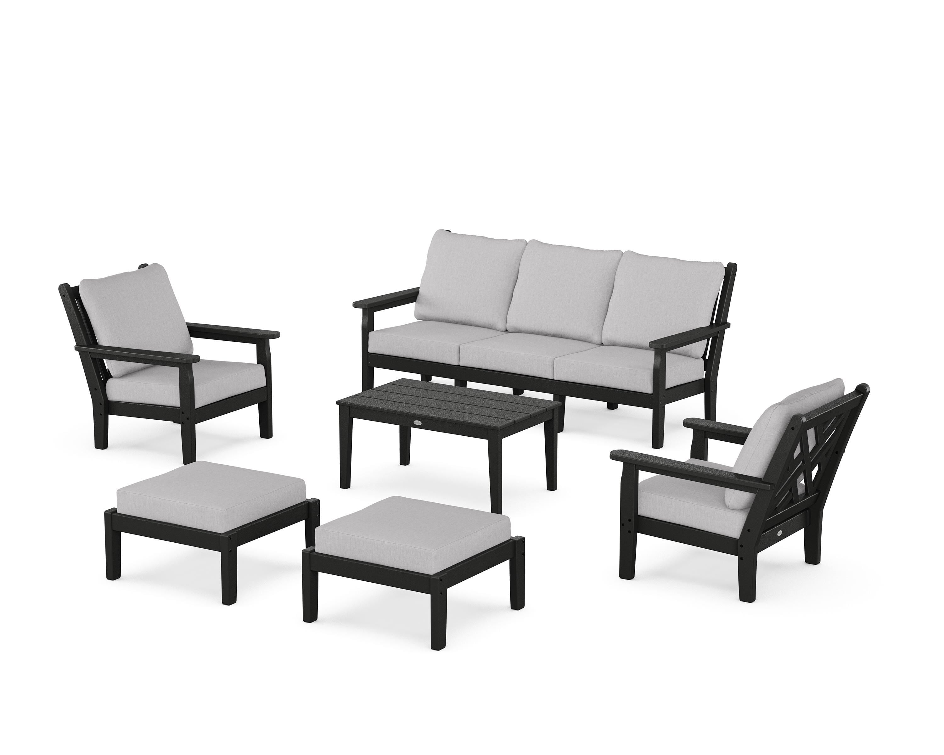 POLYWOOD Chippendale 6-Piece Lounge Sofa Set in Black / Granite
