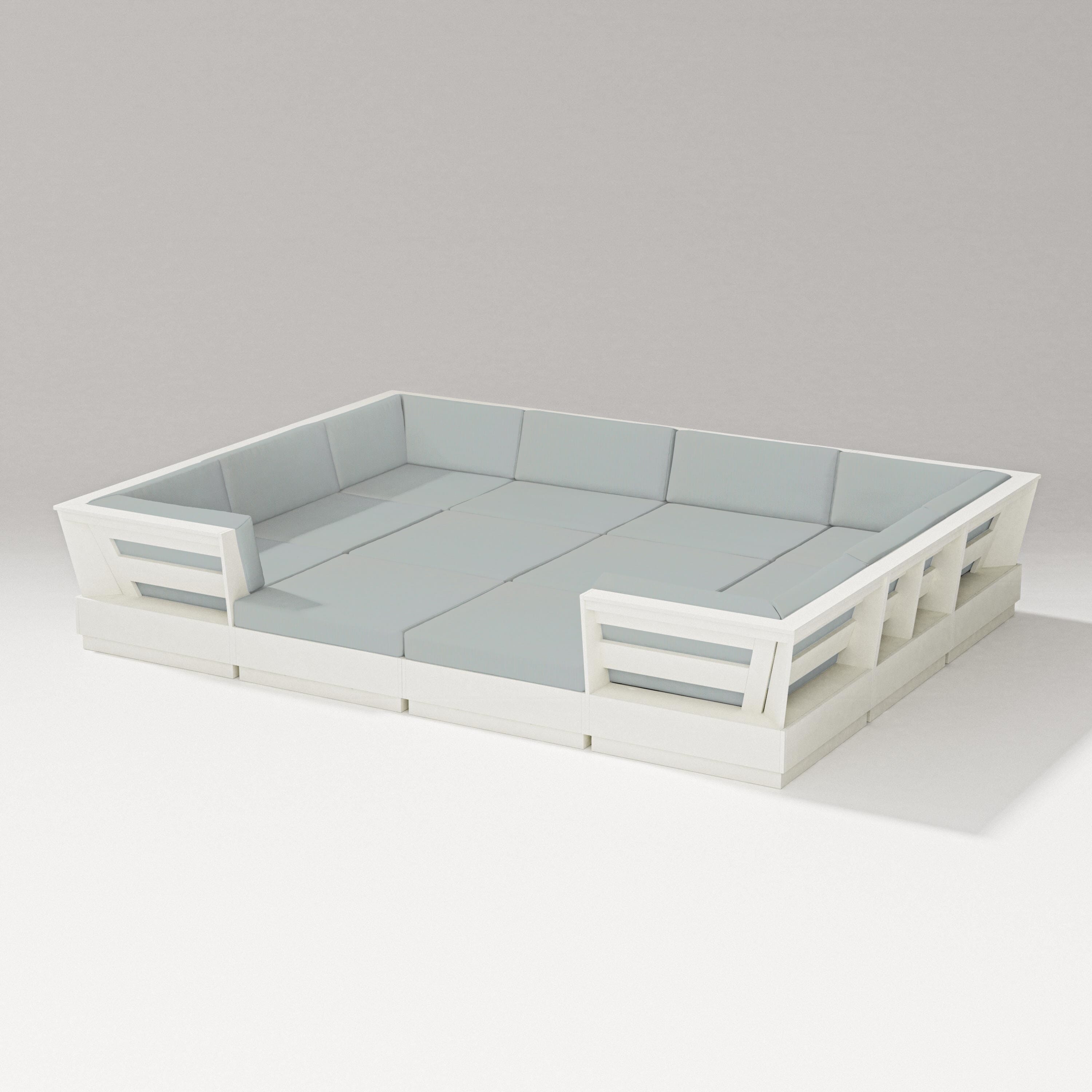 PW Designer Series Elevate 12-Piece Pit Sectional in Vintage White / Spa