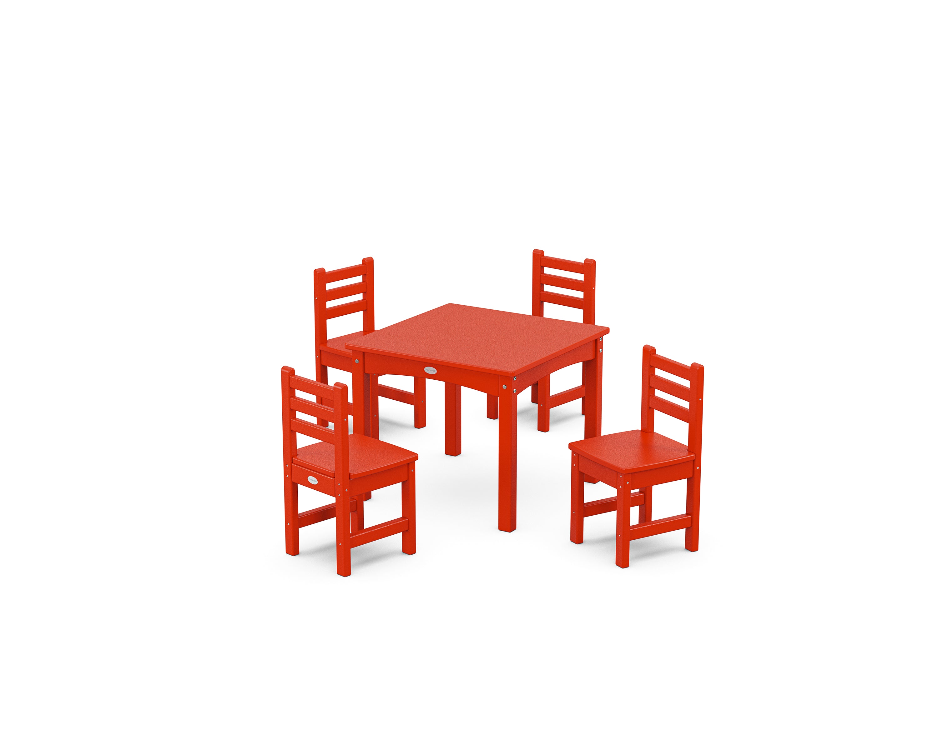 POLYWOOD Lakeside Toddler 5-Piece Dining Set in Sunset Red