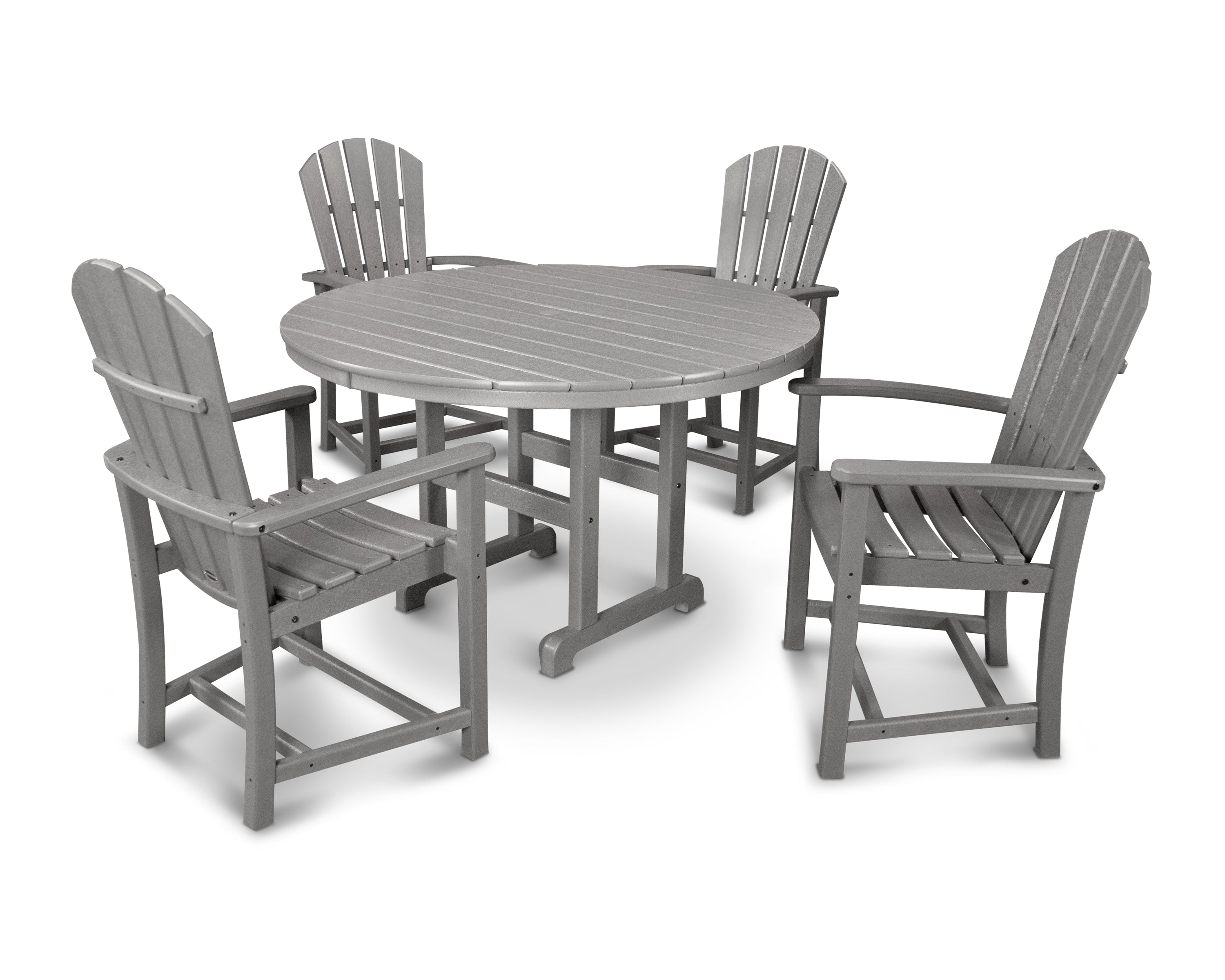 POLYWOOD® Palm Coast 5-Piece Round Farmhouse Dining Set in Slate Grey