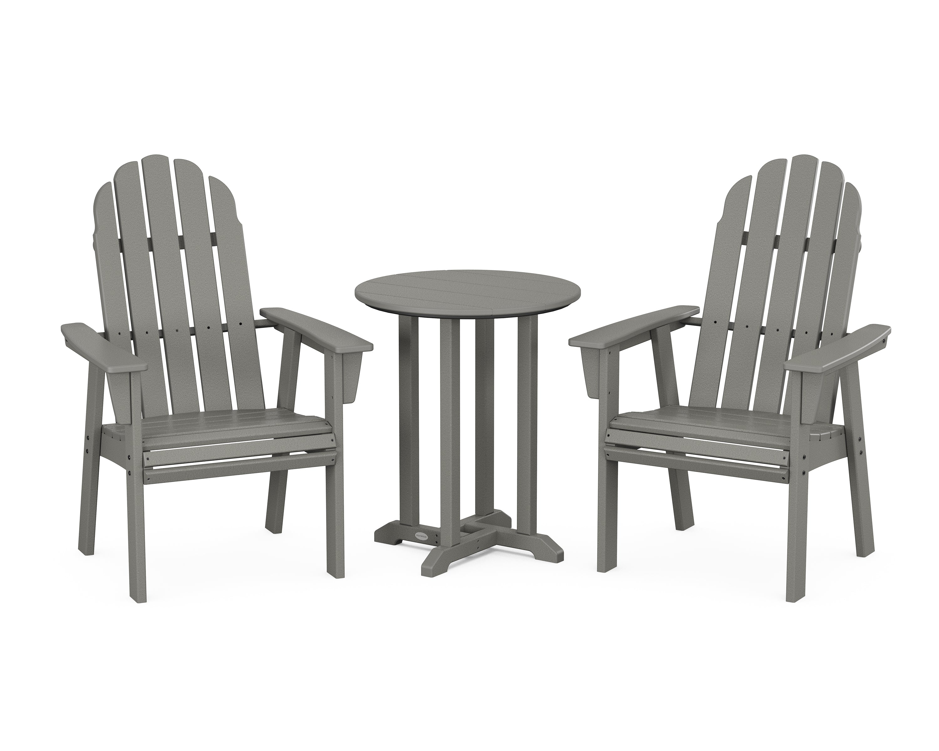 POLYWOOD Vineyard Adirondack 3-Piece Round Bistro Dining Set in Slate Grey