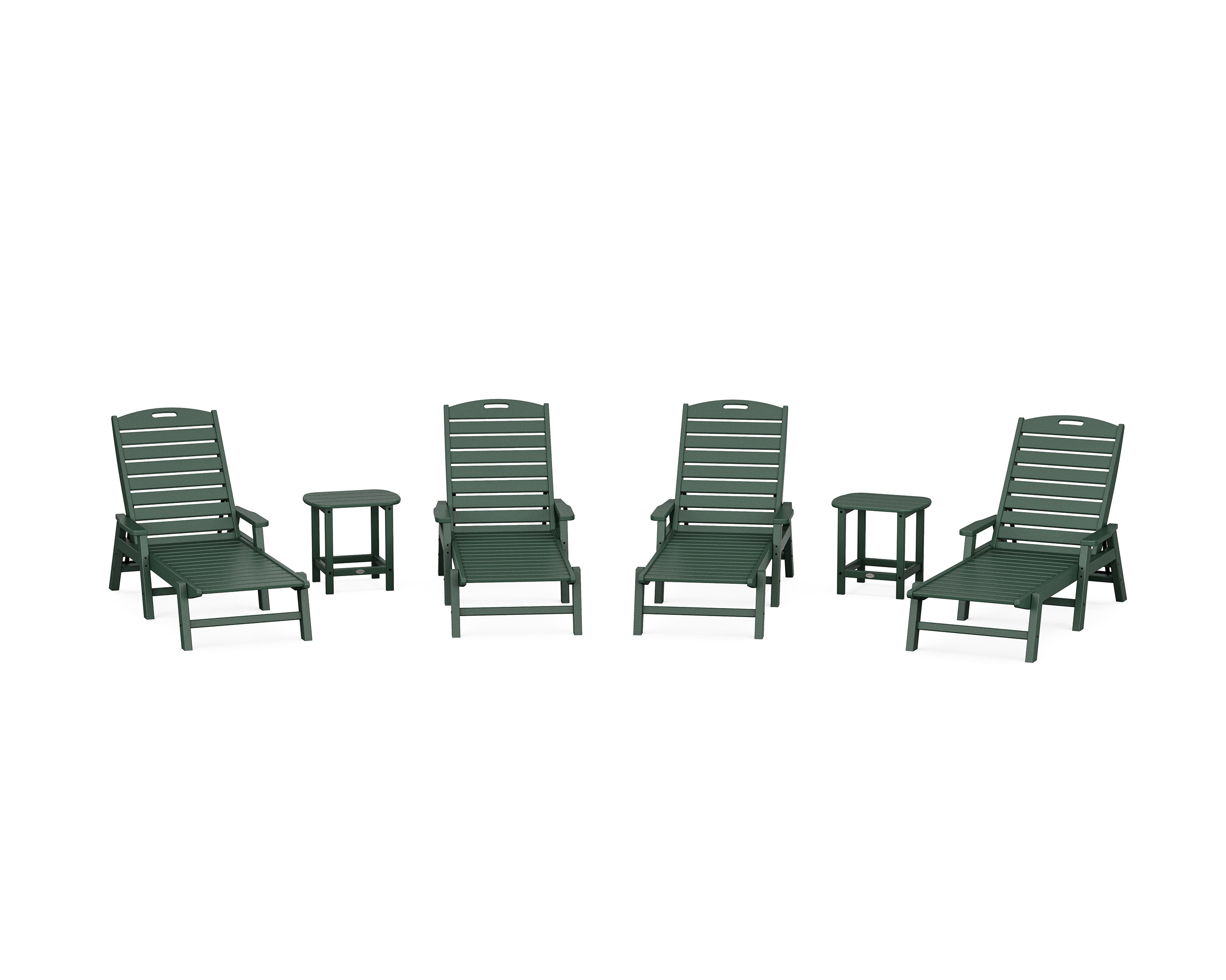 POLYWOOD Nautical Chaise 6-Piece Set with Arms in Green