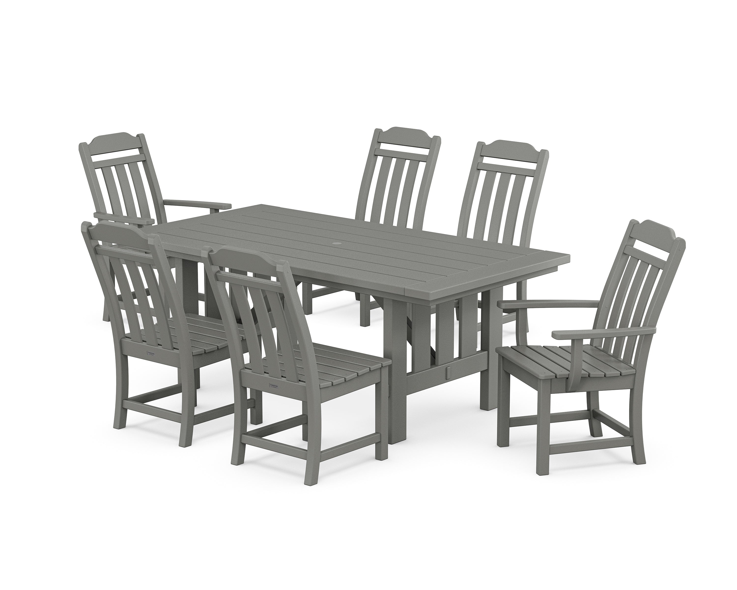 POLYWOOD® Country Living 7-Piece Dining Set with Mission Table in Slate Grey