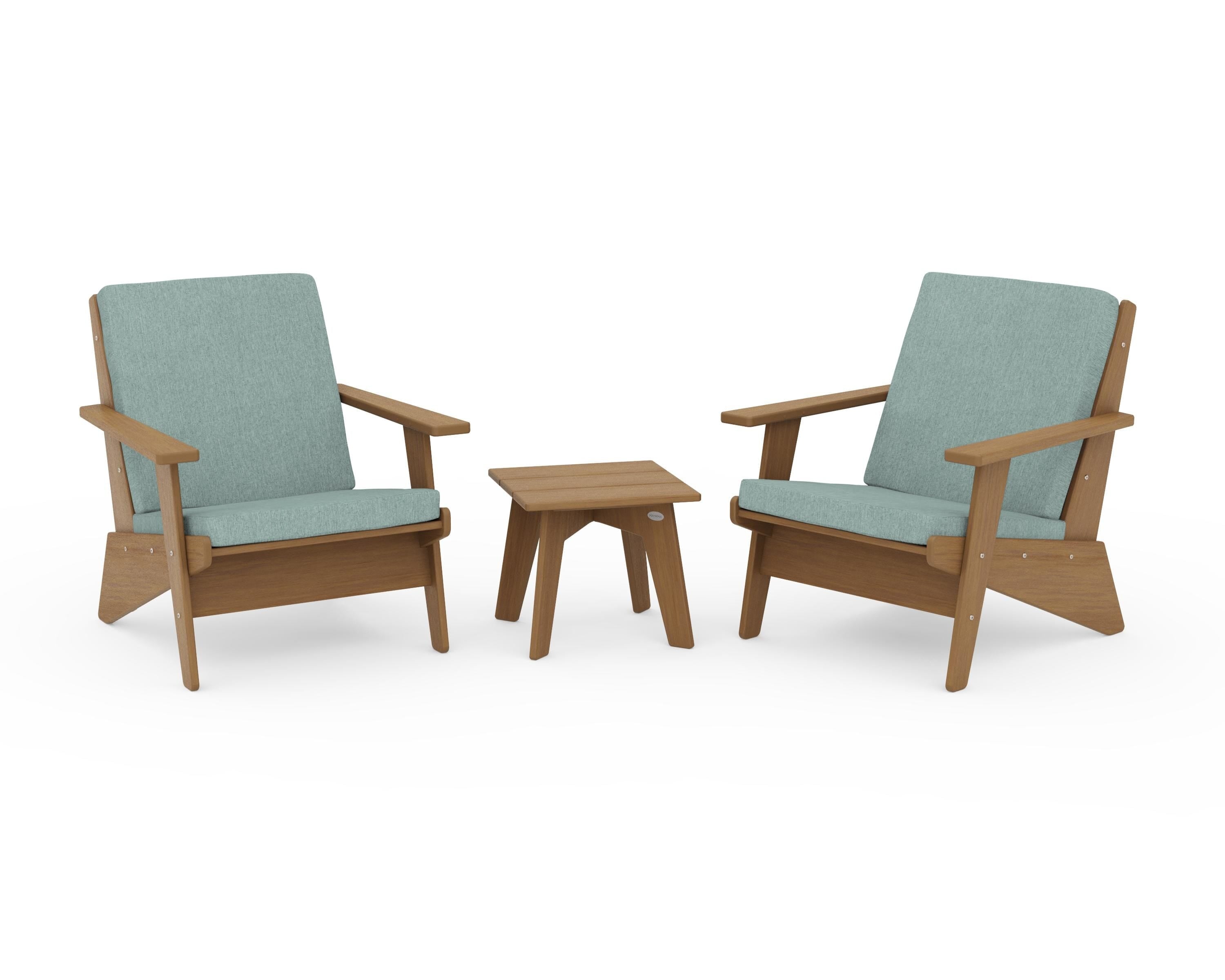 POLYWOOD Riviera Modern Lounge 3-Piece Set in Natural / Glacier Spa