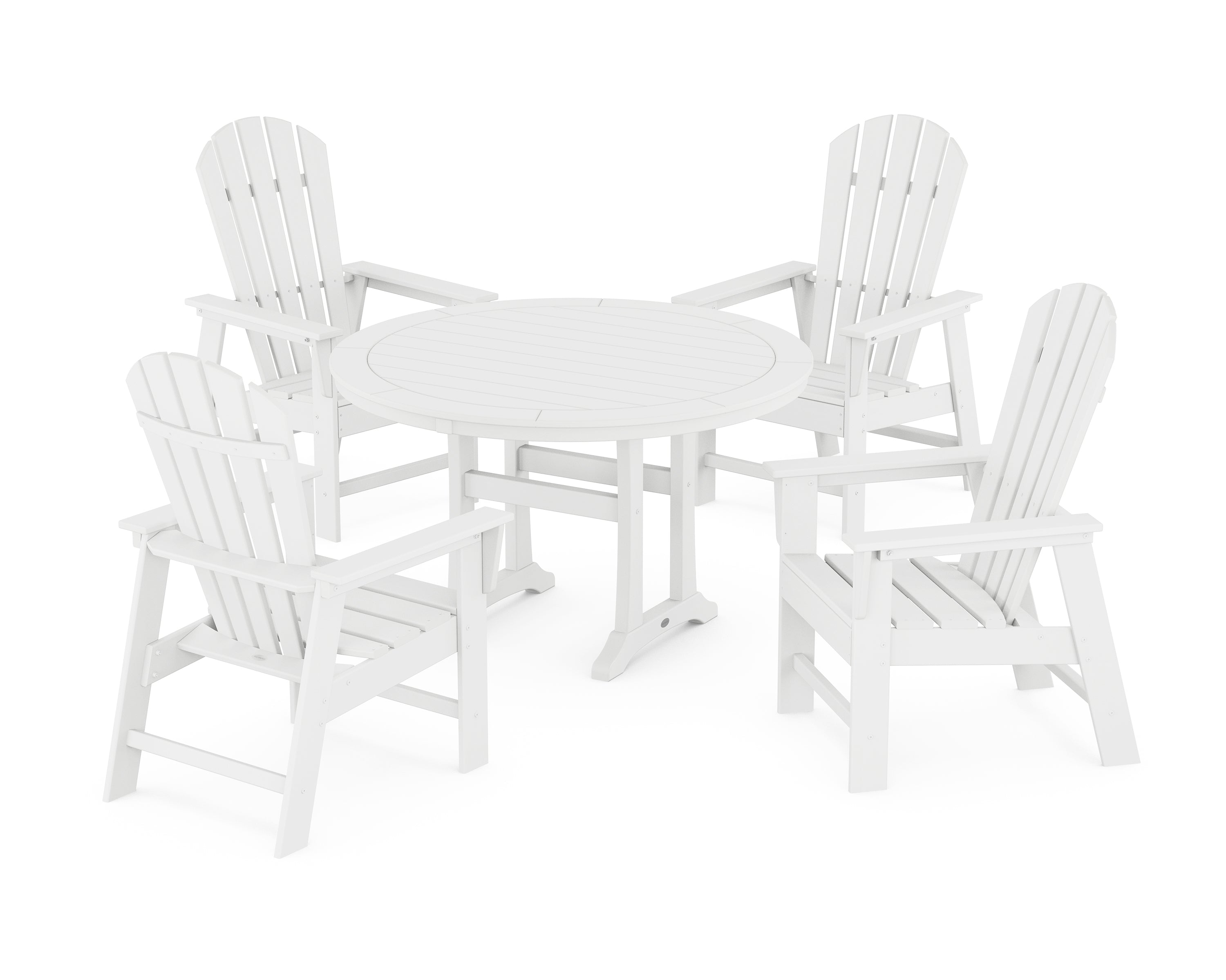 POLYWOOD® South Beach 5-Piece Round Dining Set with Trestle Legs in White