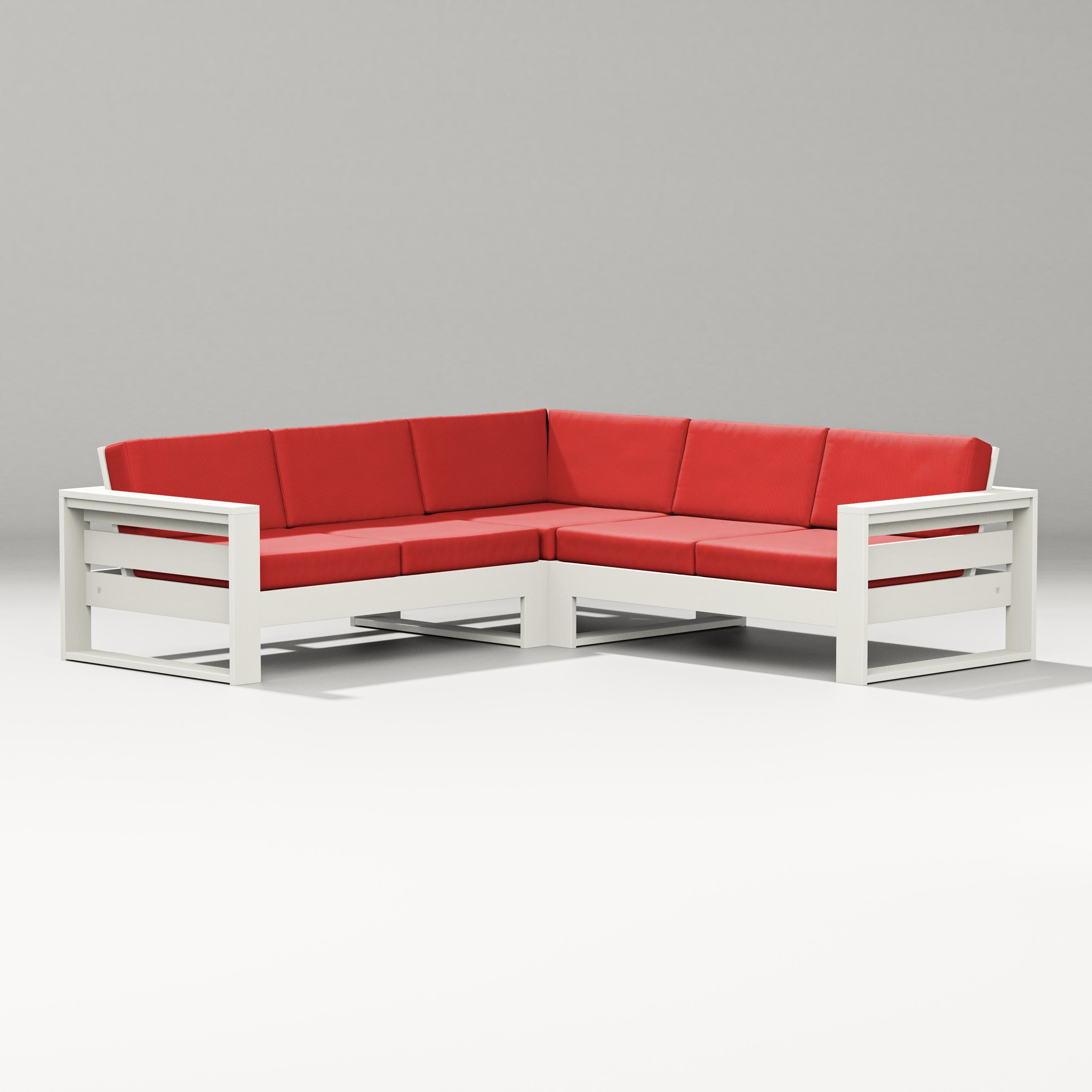 PW Designer Series Latitude Corner Sectional in Vintage White / Crimson Linen