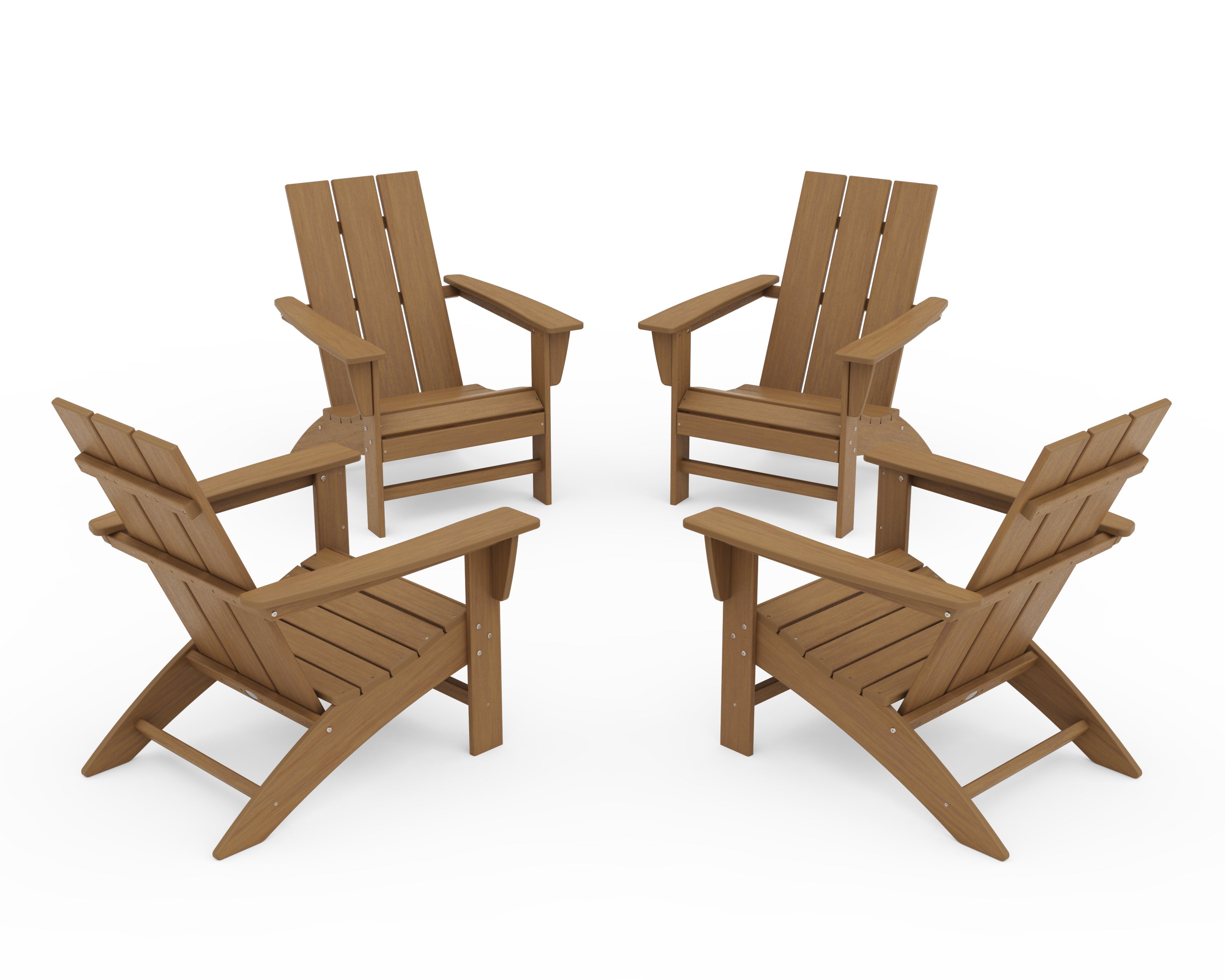 POLYWOOD 4-Piece Modern Adirondack Chair Conversation Set in Natural