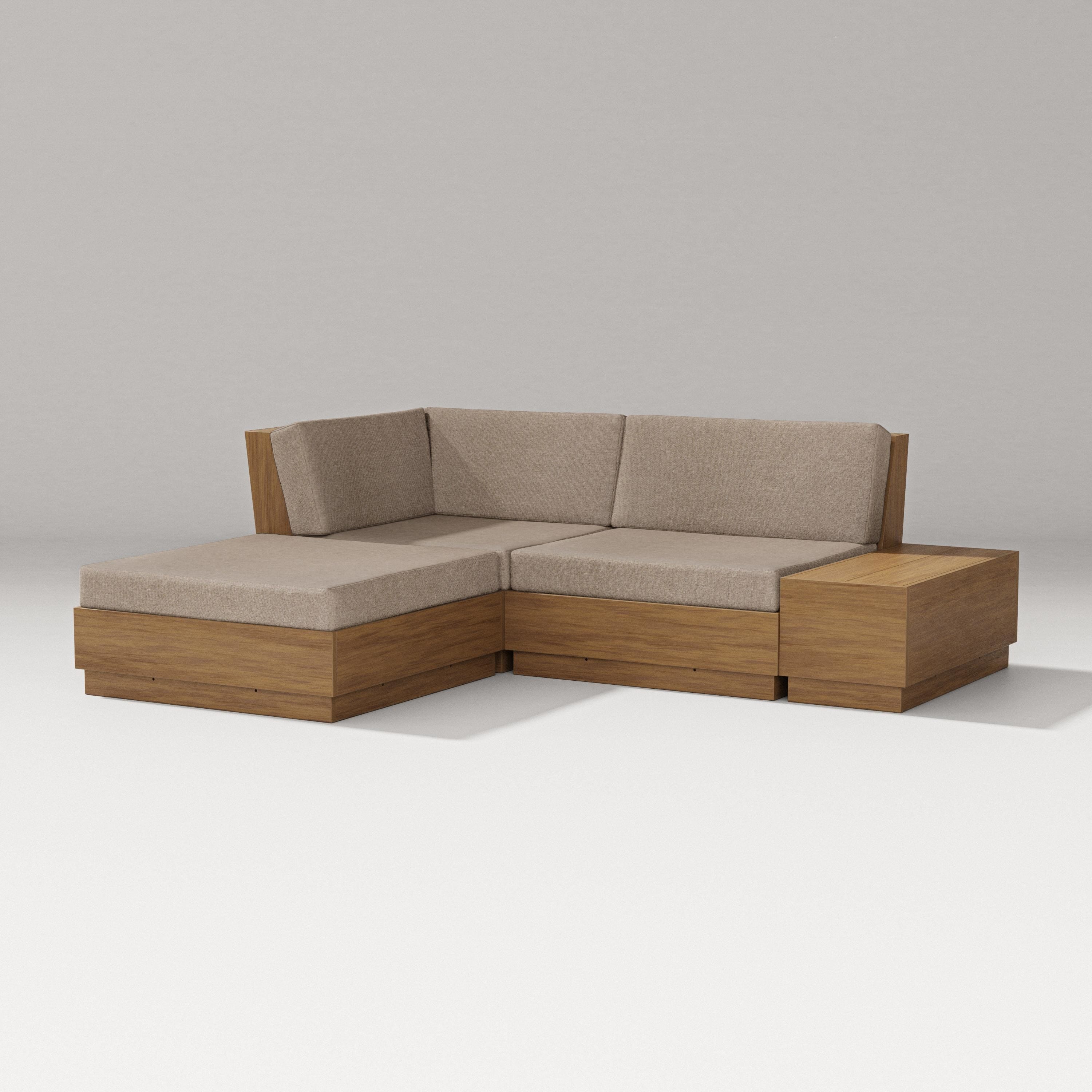 PW Designer Series Elevate Loveseat Sectional with Chaise in Natural / Spiced Burlap