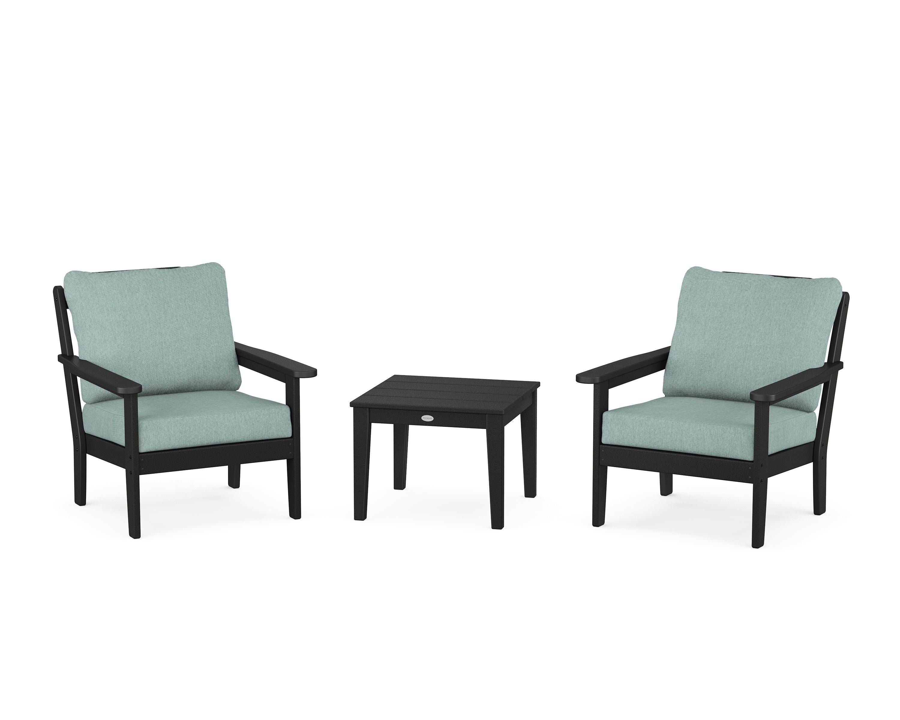 Country Living Cottage 3-Piece Deep Seating Set in Black / Glacier Spa