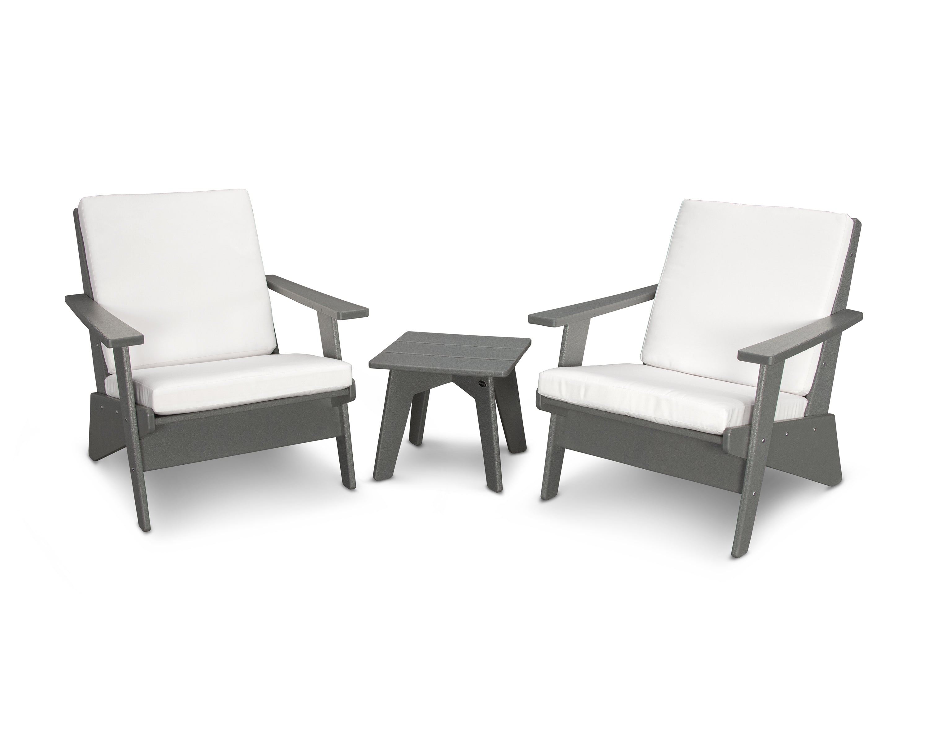 POLYWOOD Riviera Modern Lounge 3-Piece Set in Slate Grey / Natural