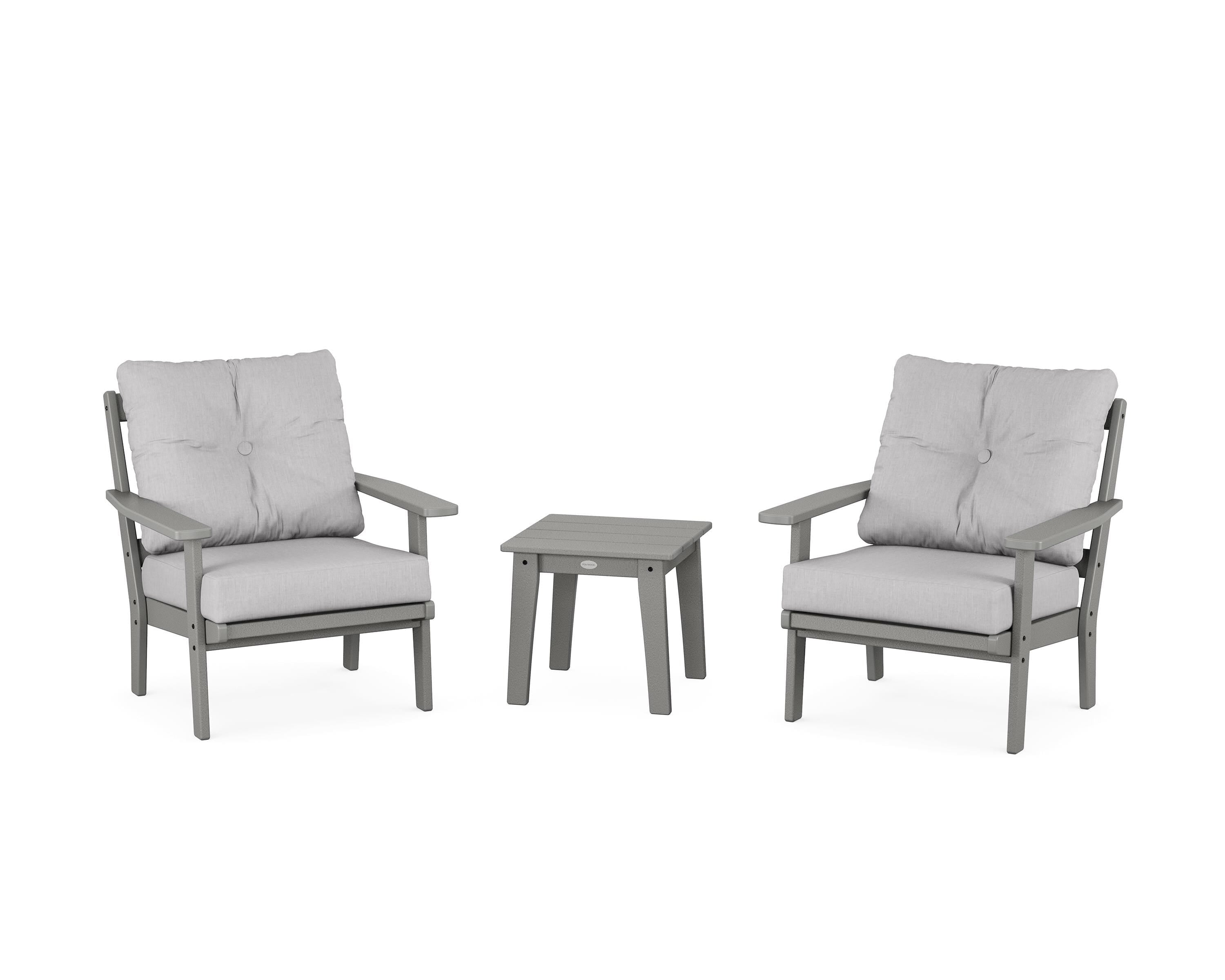 POLYWOOD Oxford 3-Piece Deep Seating Set in Slate Grey / Granite