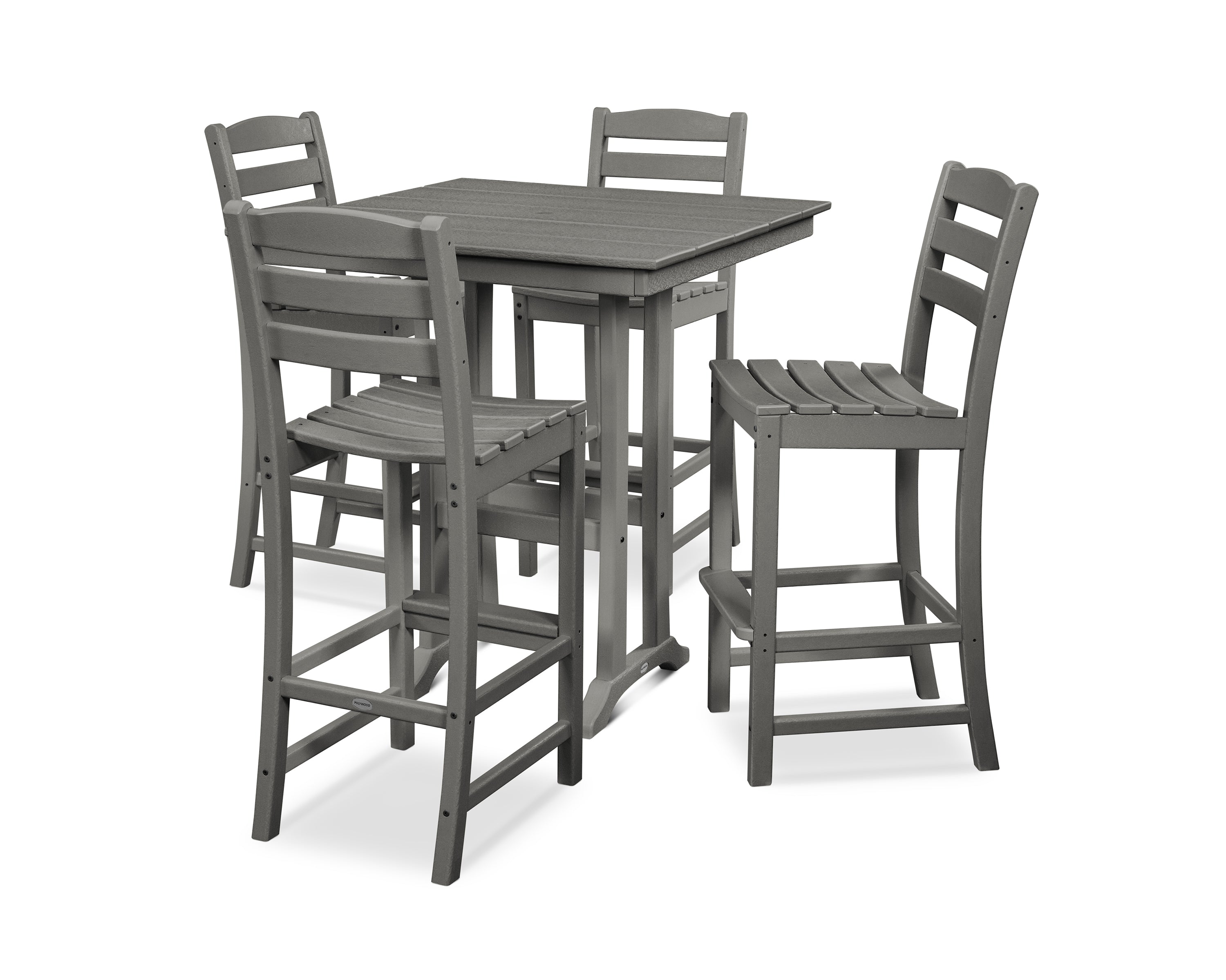 POLYWOOD® La Casa Café 5-Piece Farmhouse Trestle Bar Set in Slate Grey