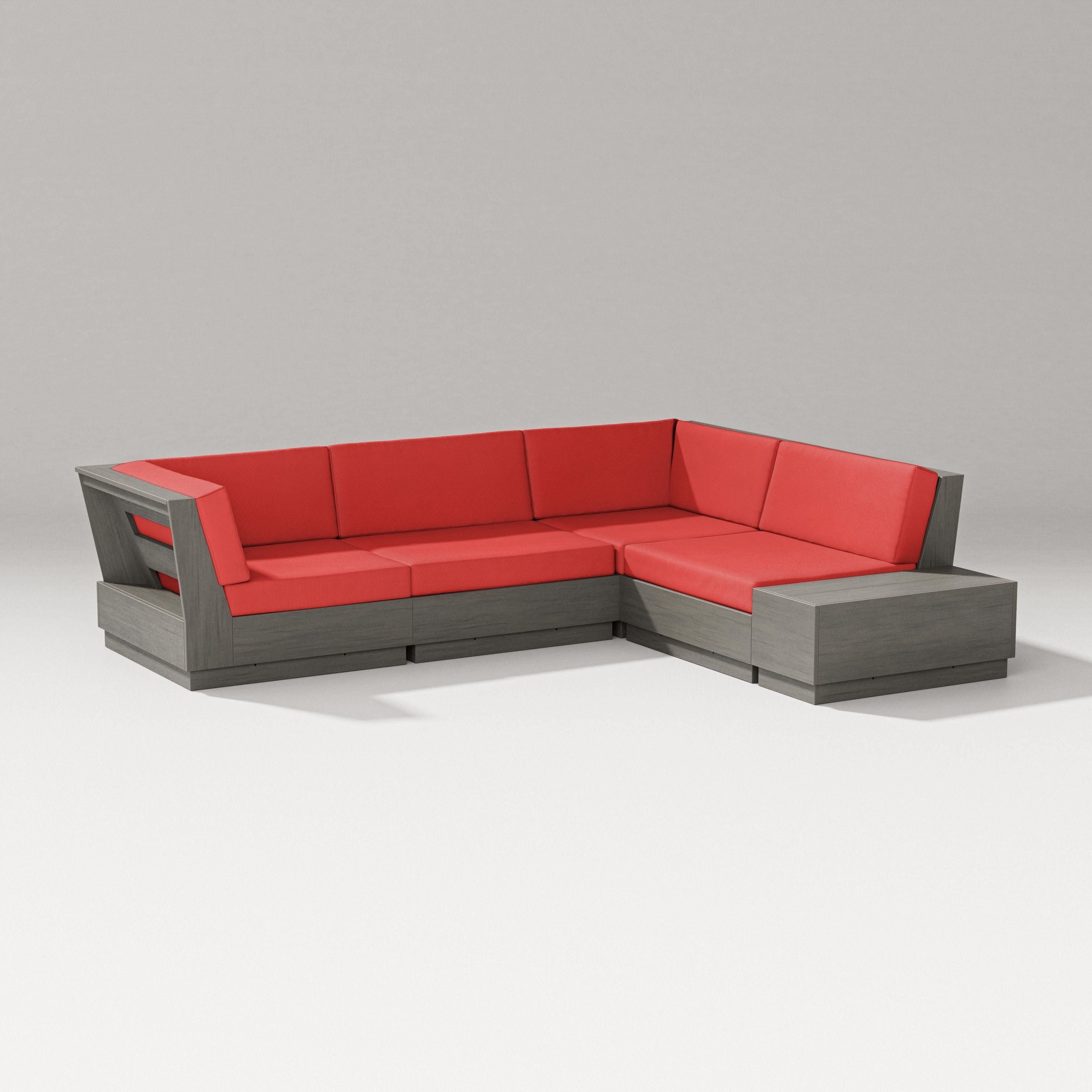 PW Designer Series Elevate Corner Sectional in Driftwood / Crimson Linen