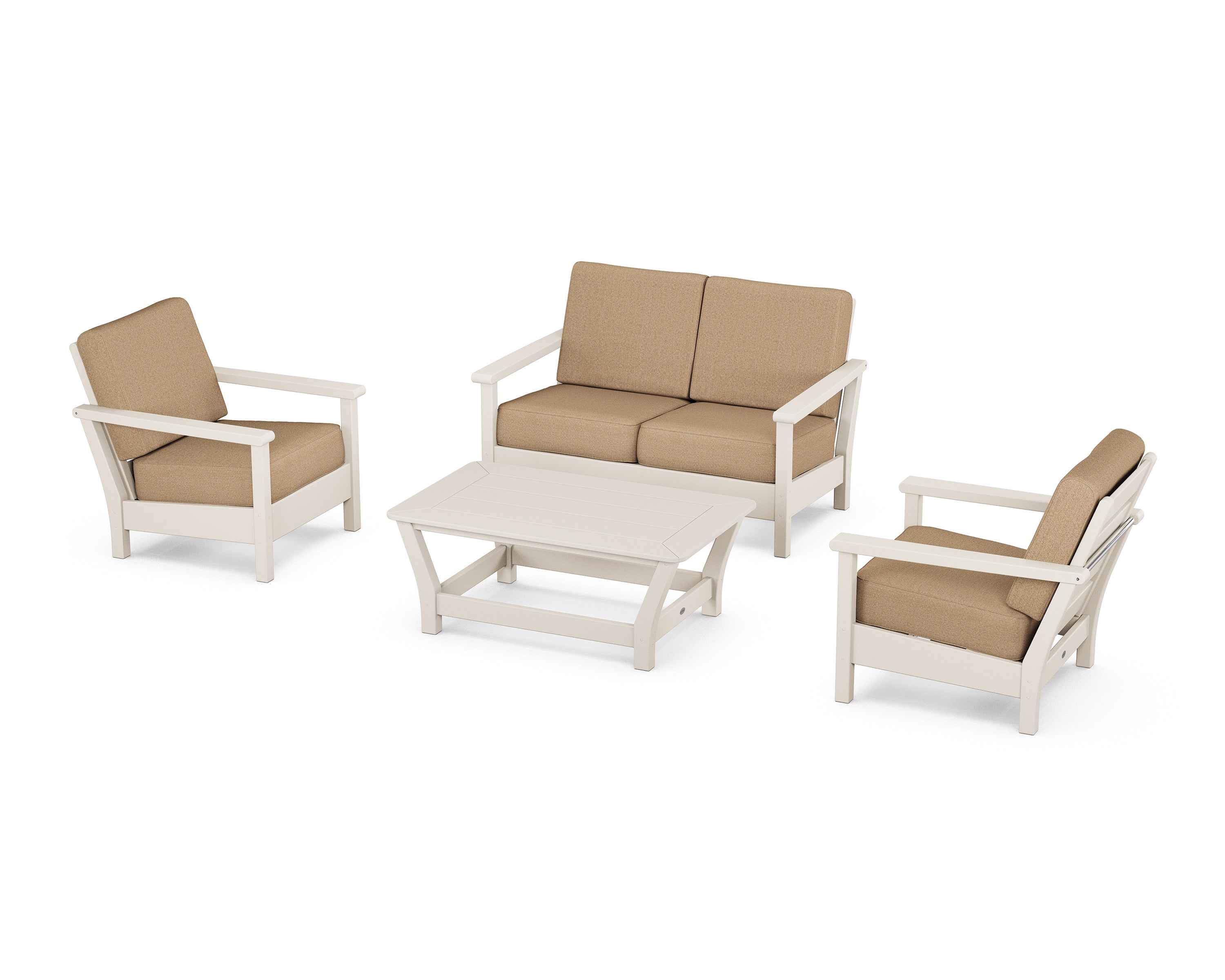 POLYWOOD Harbour 4-Piece Deep Seating Set in Sand / Sesame