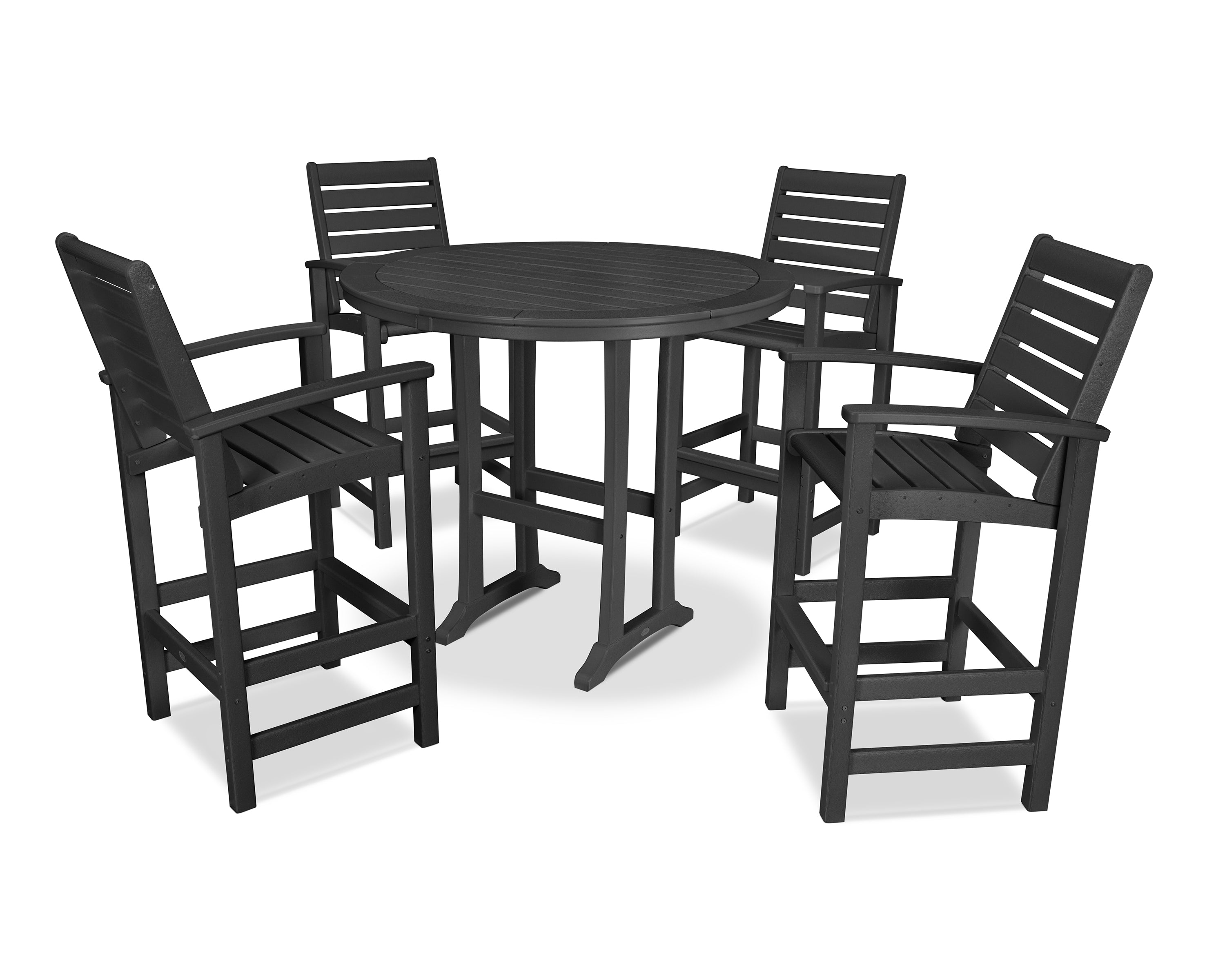 POLYWOOD® 5 Piece Signature Bar Dining Set in Black