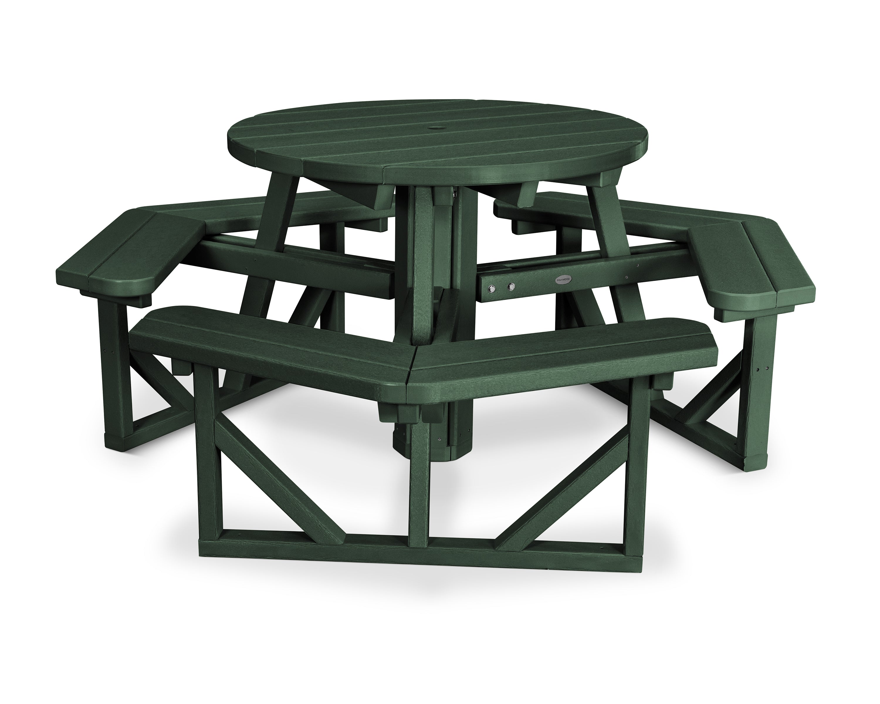 POLYWOOD Park 36" Round Picnic Table in Green