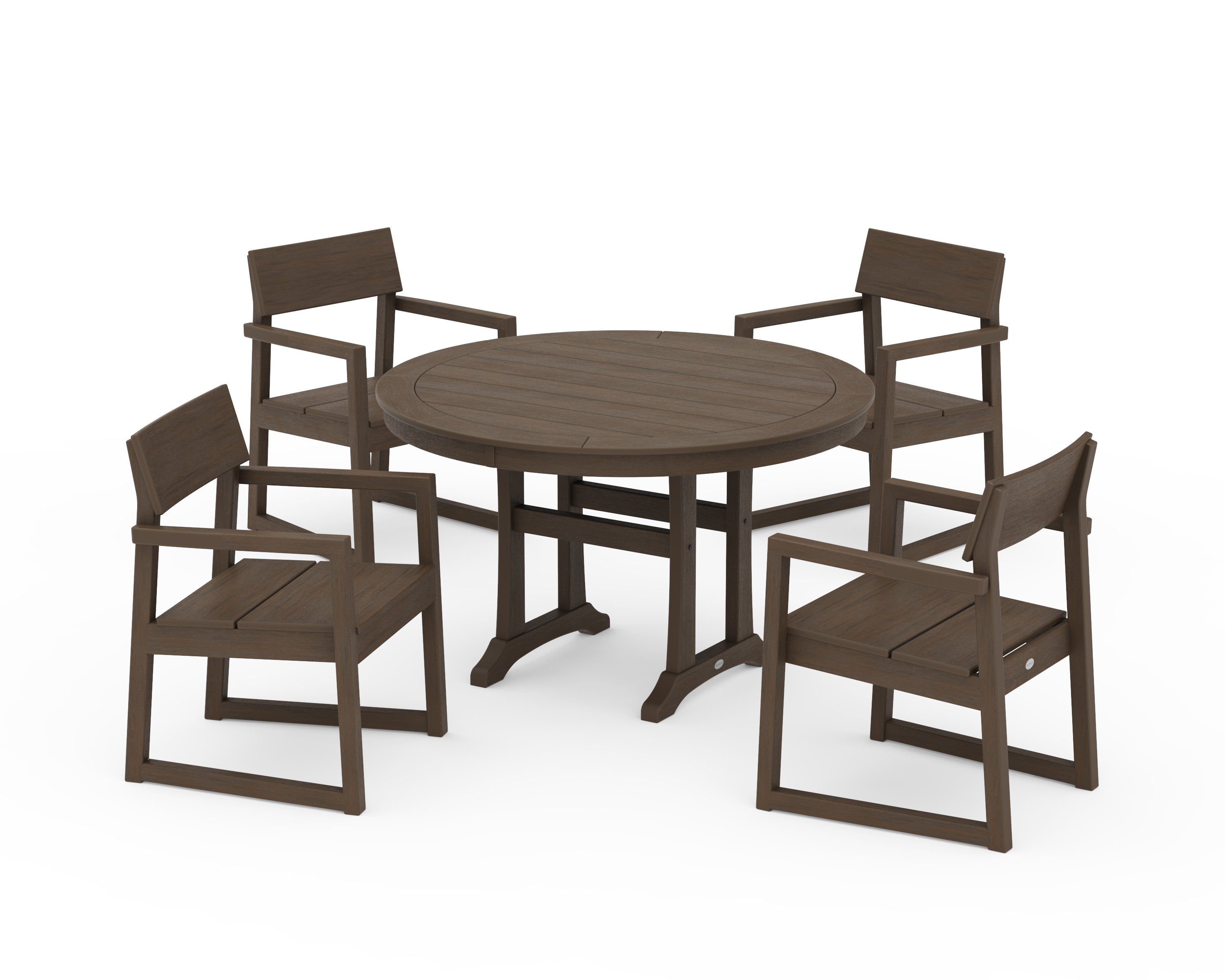 POLYWOOD EDGE 5-Piece Round Dining Set with Trestle Legs in Kona