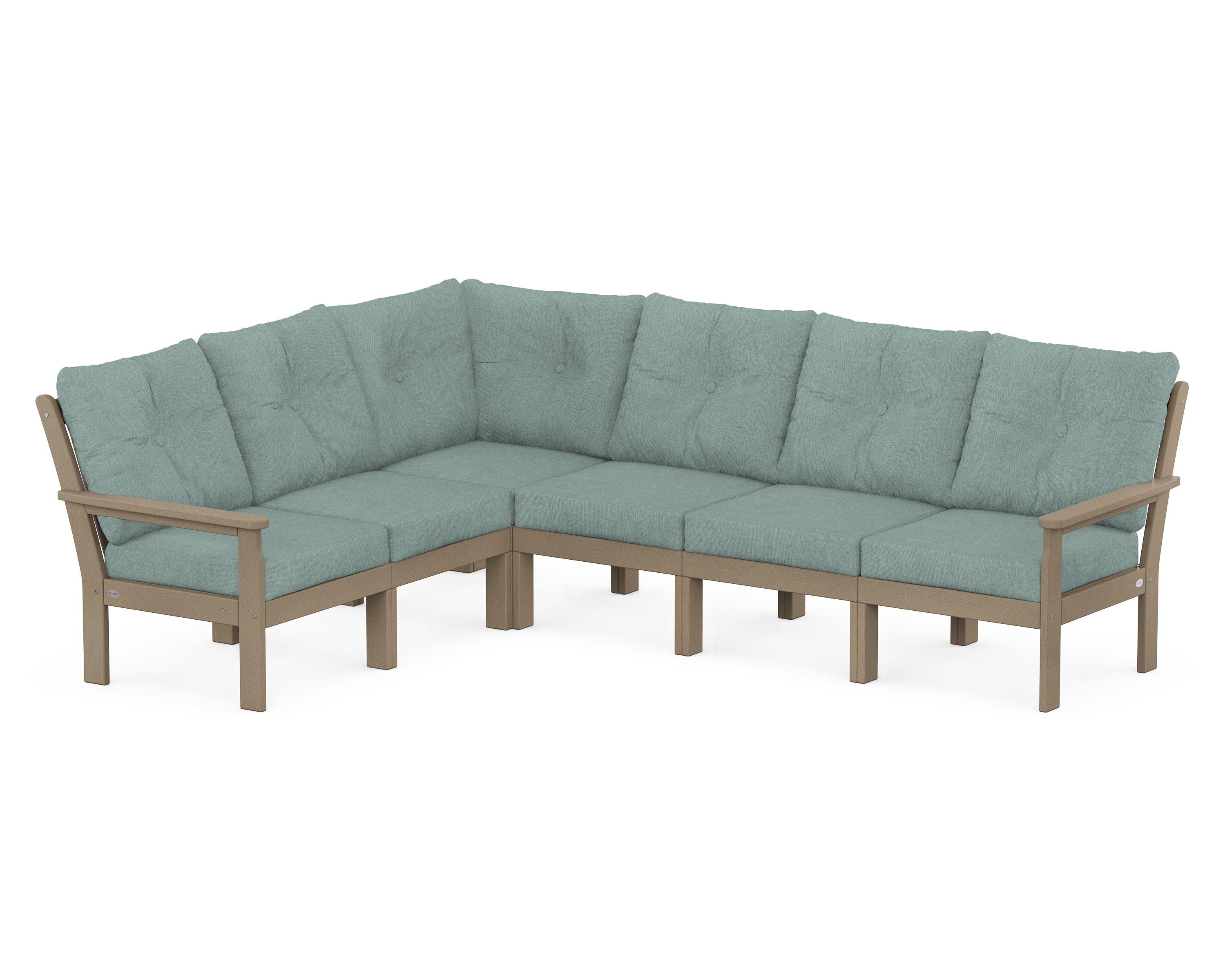 POLYWOOD Vineyard 6-Piece Sectional in Vintage Sahara / Glacier Spa
