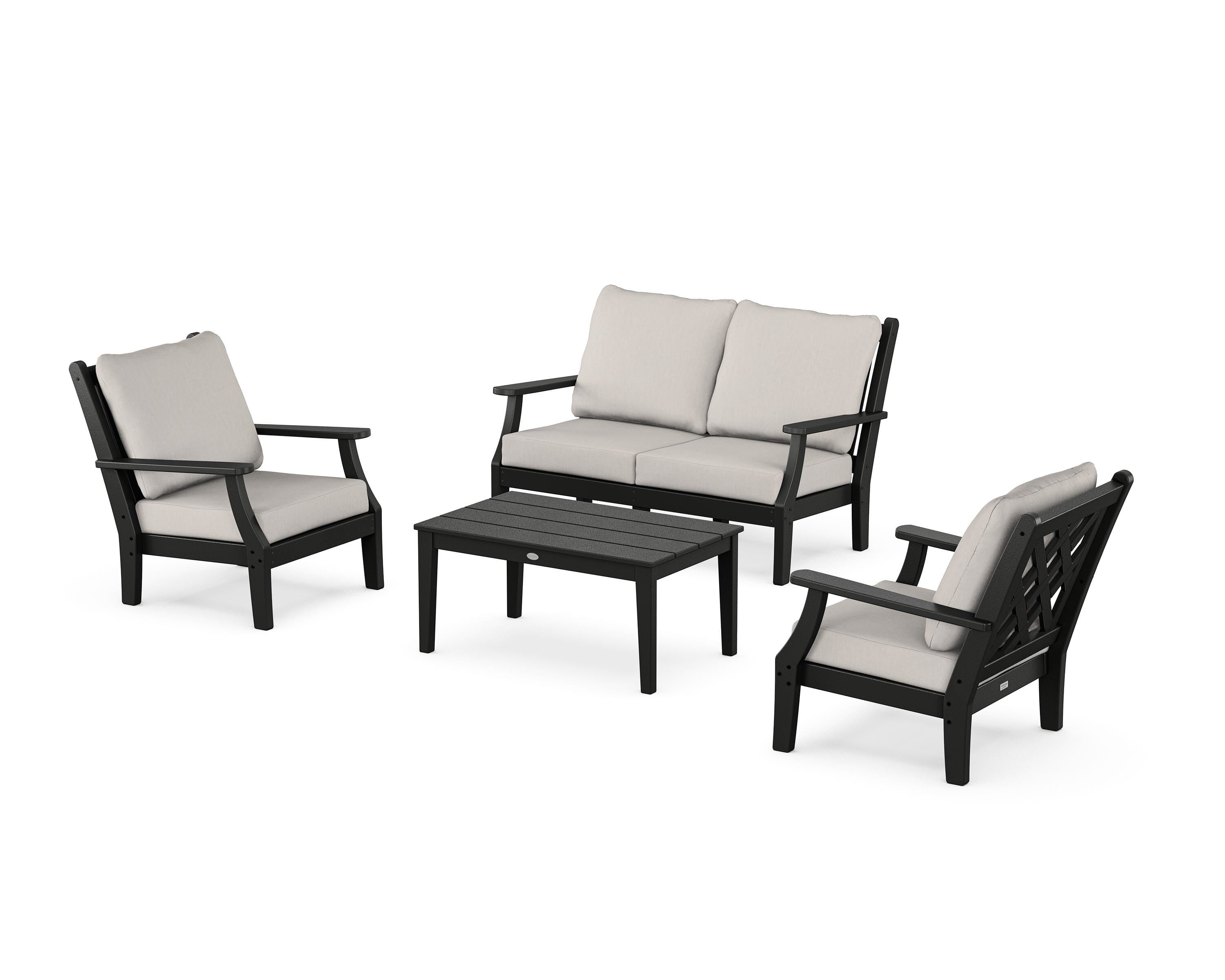Country Living Wovendale 4-Piece Deep Seating Set with Loveseat in Black / Cast Ash