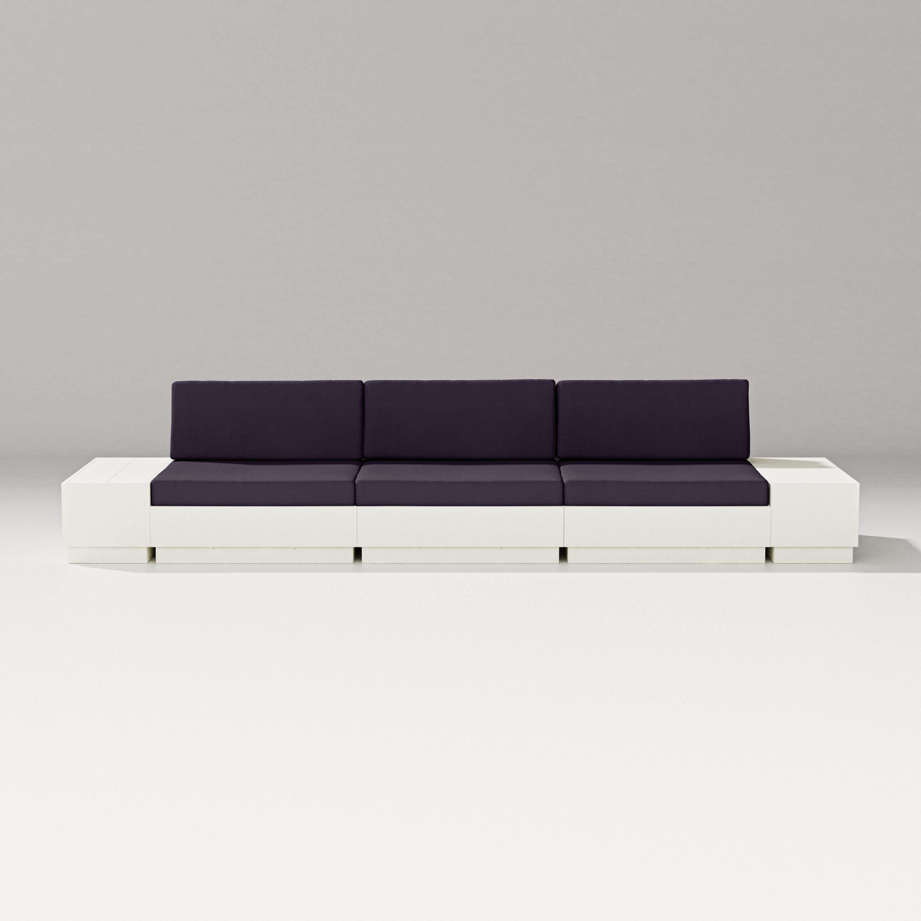 PW Designer Series Elevate Straight Sectional in Vintage White / Navy Linen