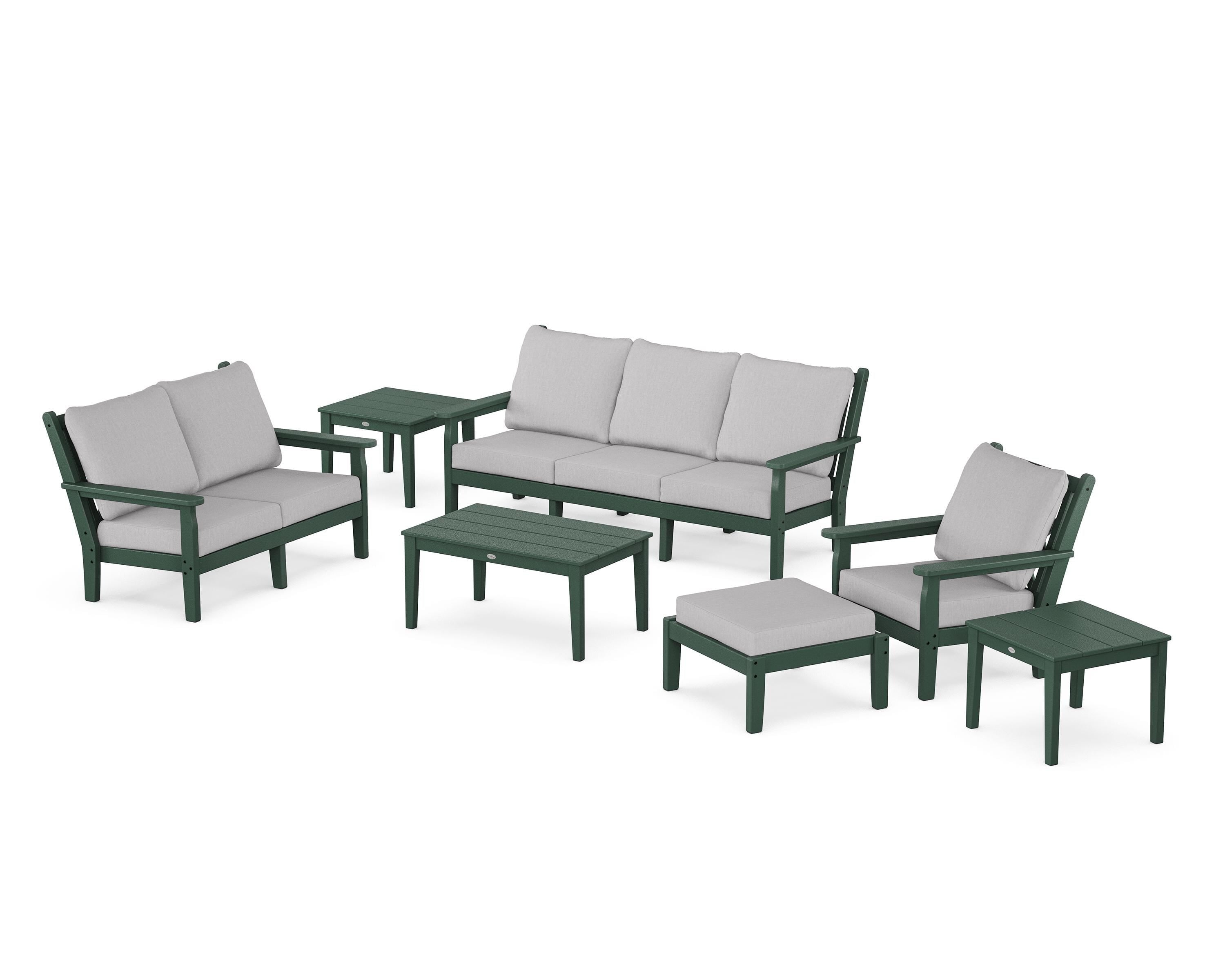 POLYWOOD Chippendale 7-Piece Deep Seating Set in Green / Granite