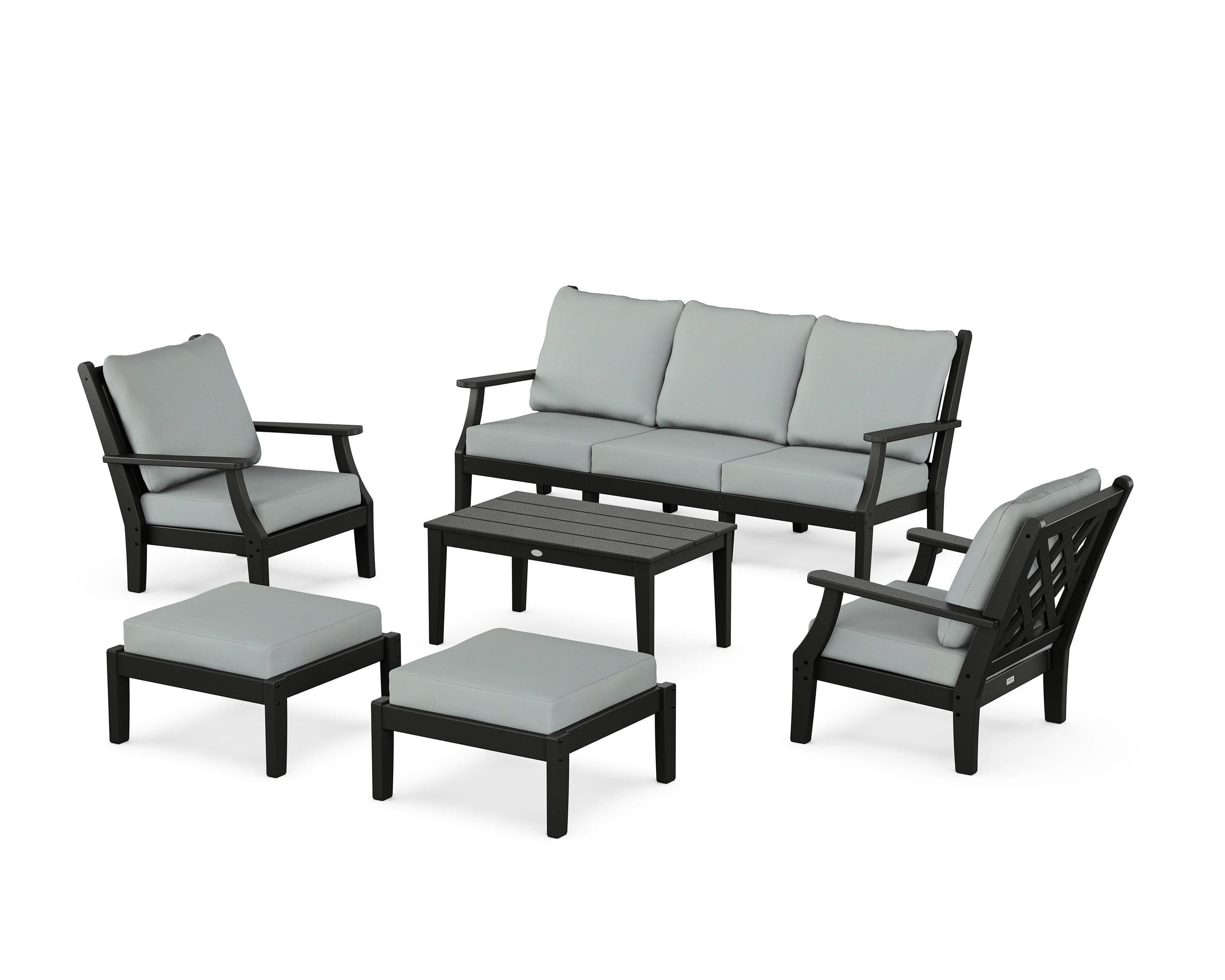 Country Living Wovendale 6-Piece Lounge Sofa Set in Black / Spa
