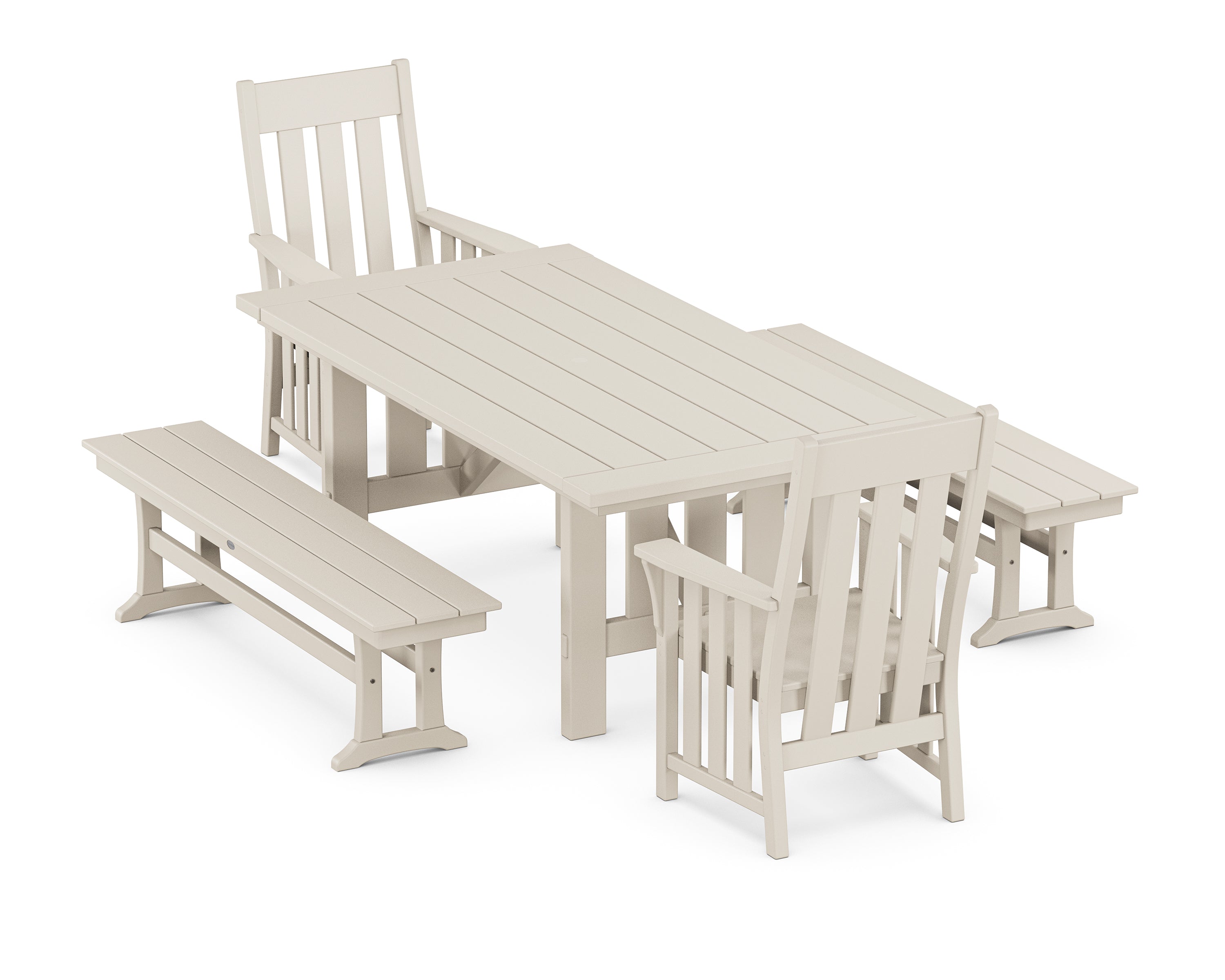Martha Stewart by POLYWOOD® Acadia 5-Piece Dining Set with Benches in Sand