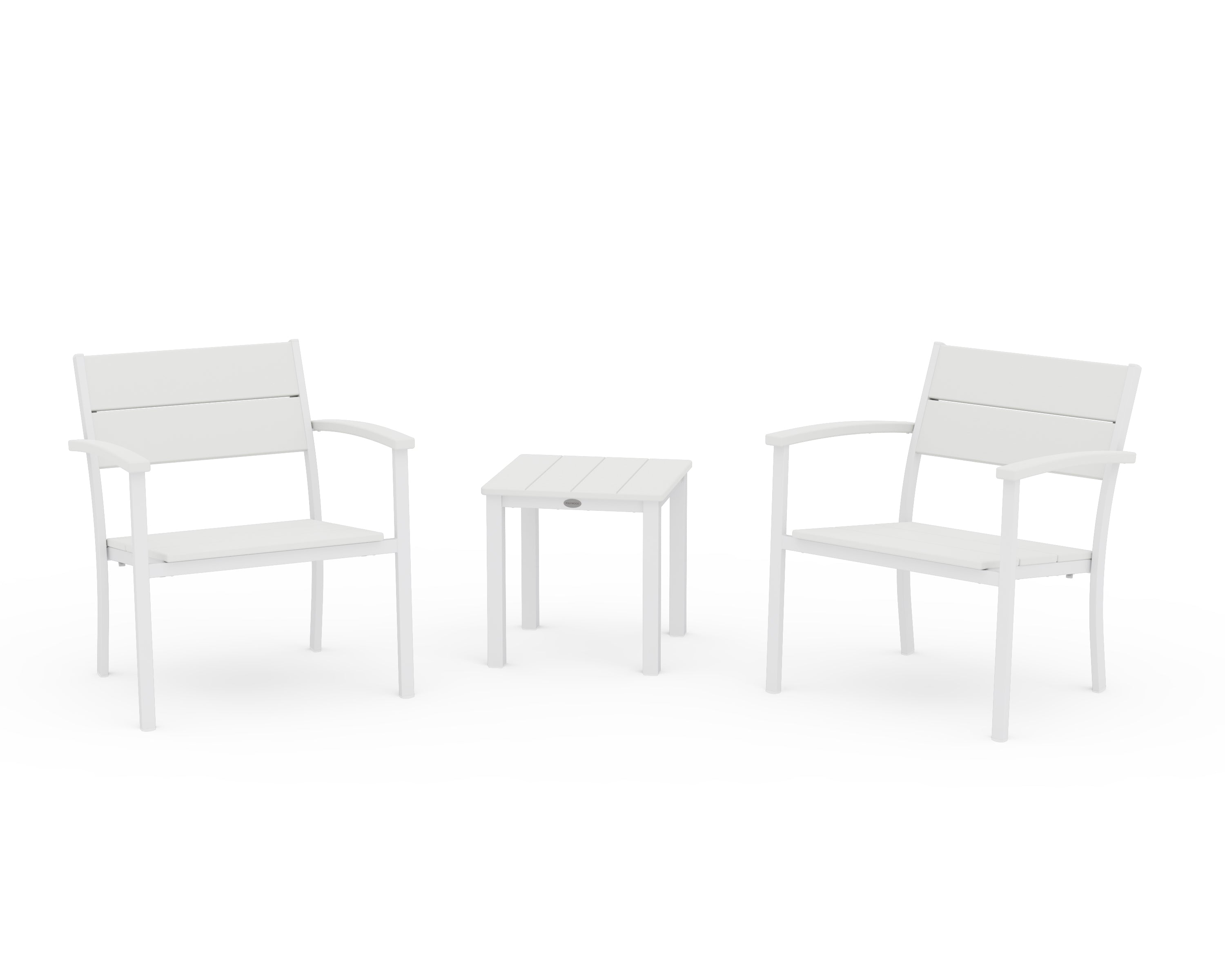 POLYWOOD Main Street 3-Piece Lounge Chair Set in White / Vintage White