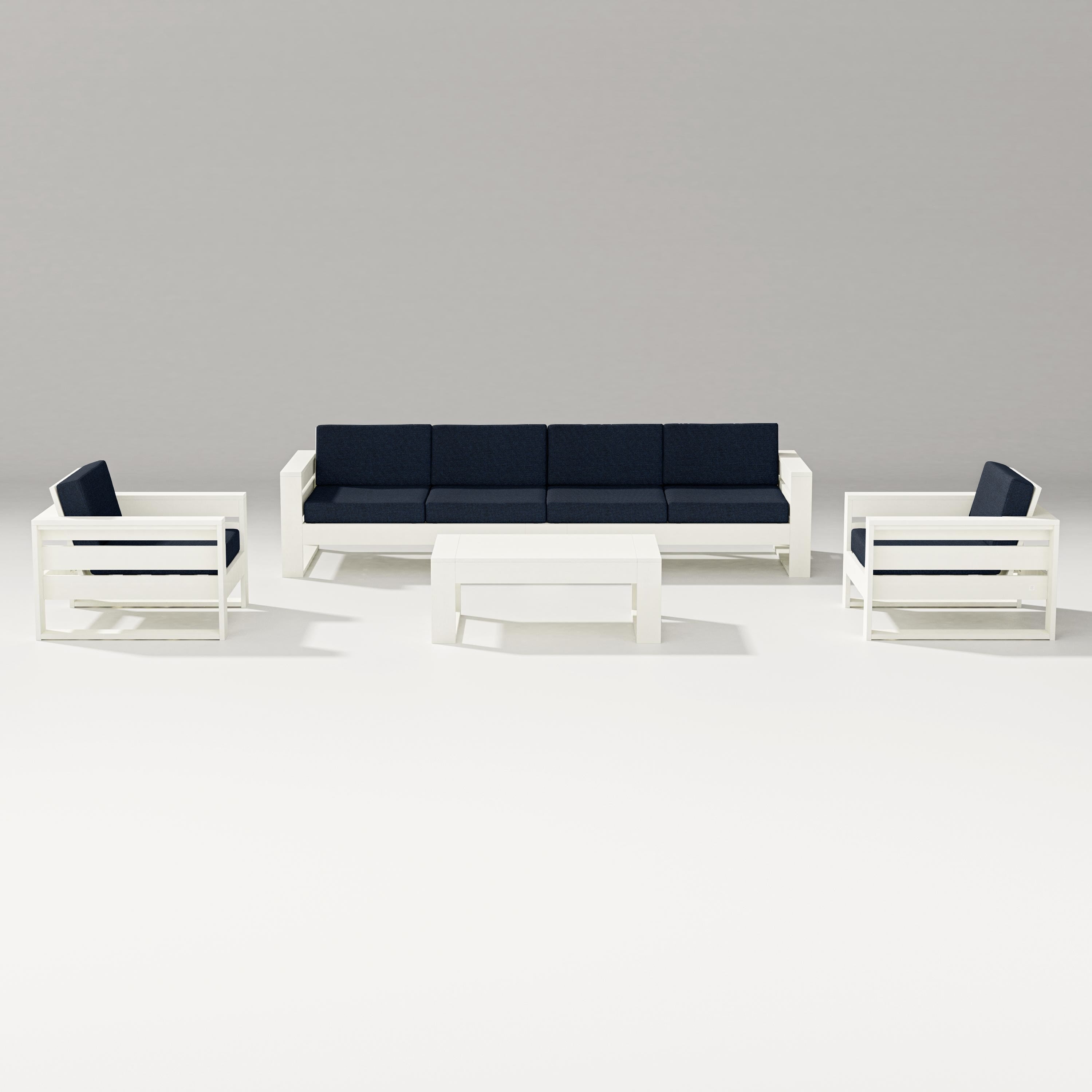 PW Designer Series Latitude 5-Piece Lounge Sofa Set in Vintage White / Marine Indigo