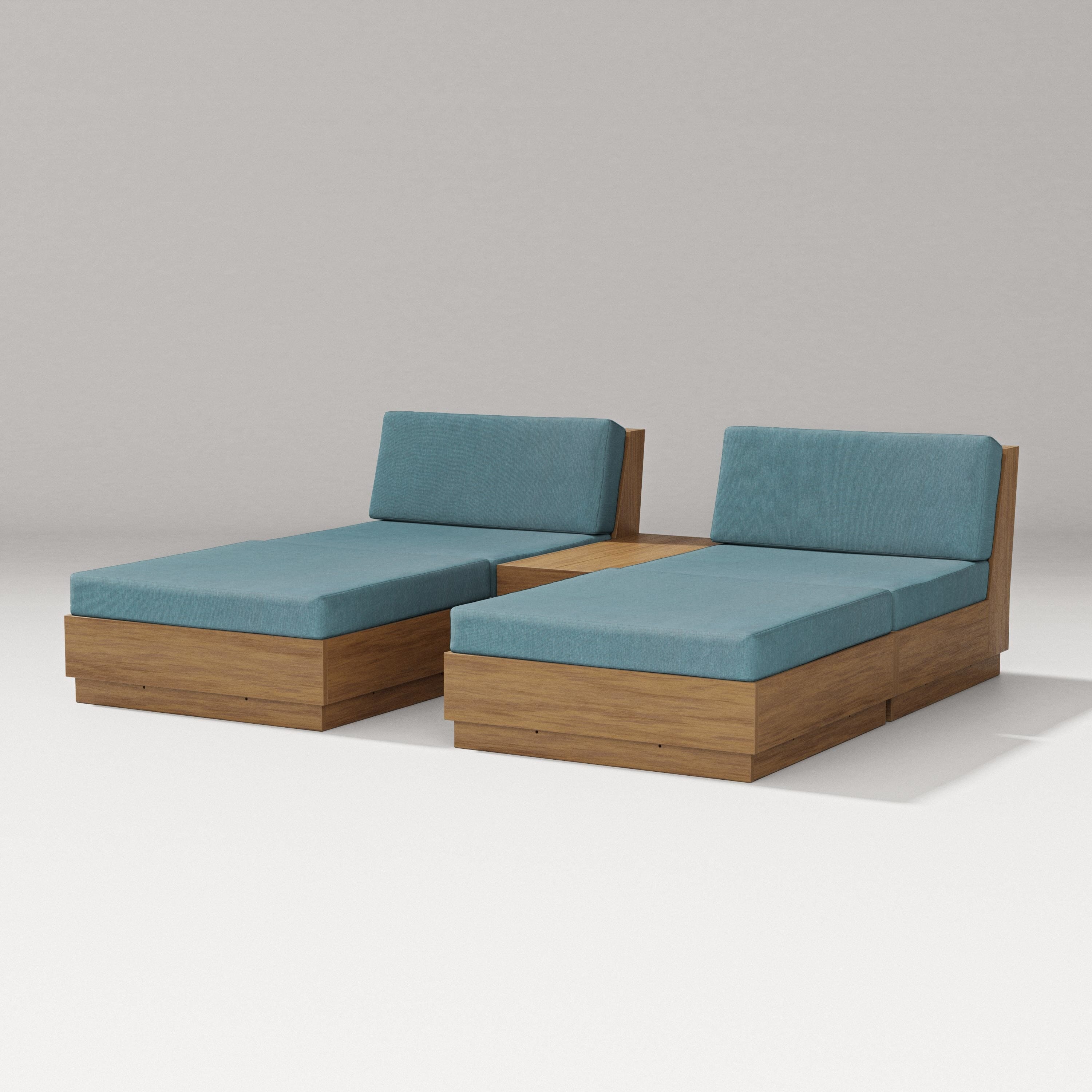 PW Designer Series Elevate Double Chaise Set in Natural / Ocean Teal