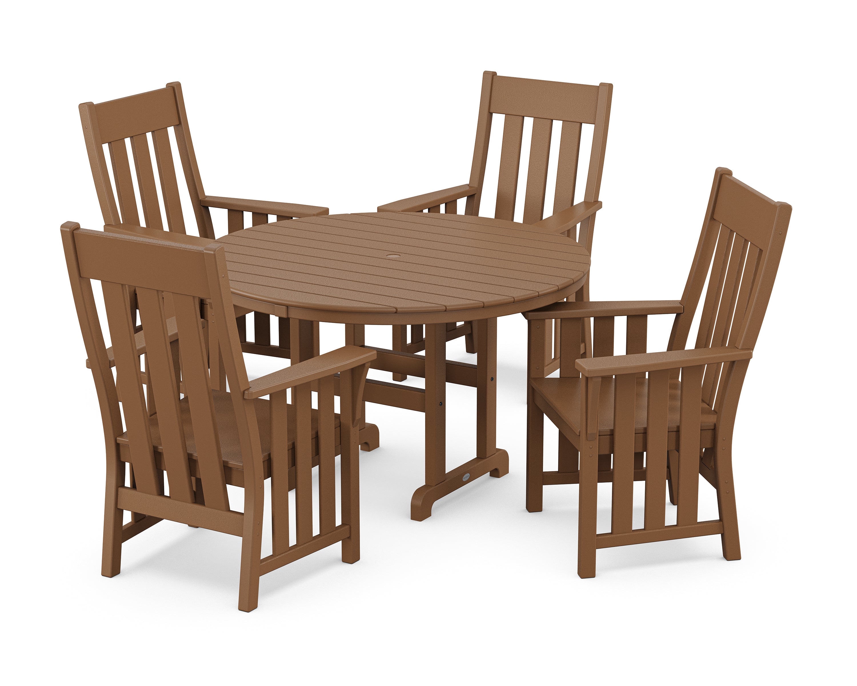 Martha Stewart by POLYWOOD® Acadia 5-Piece Round Farmhouse Dining Set in Teak