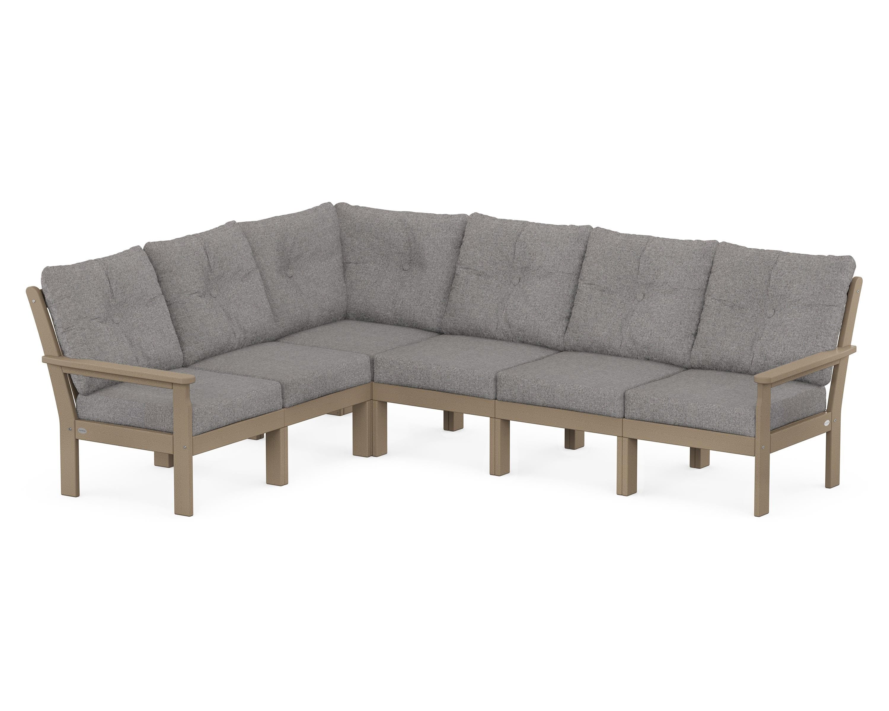 POLYWOOD Vineyard 6-Piece Sectional in Vintage Sahara / Grey Mist