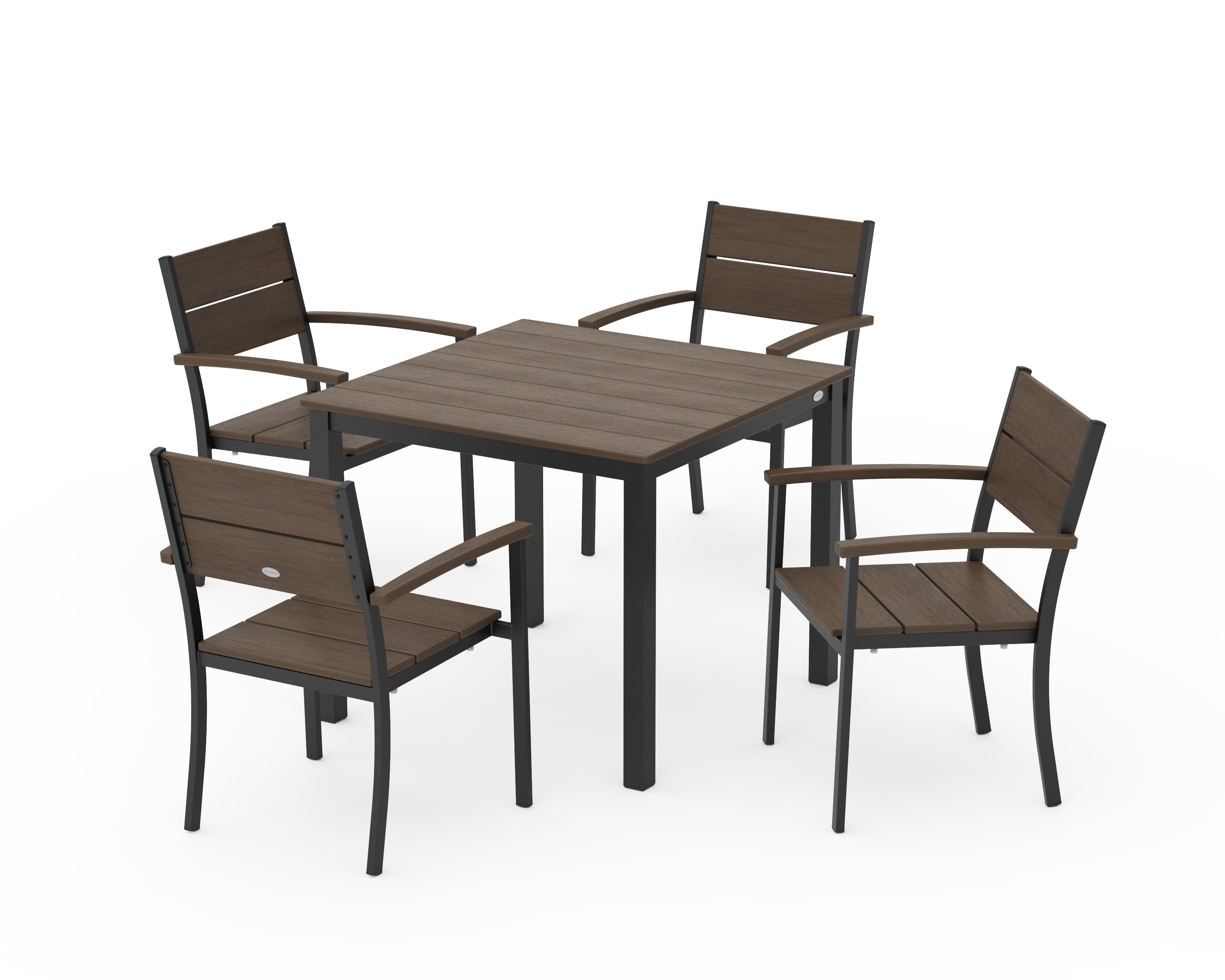 POLYWOOD Main Street 5-Piece Dining Set in Black / Kona