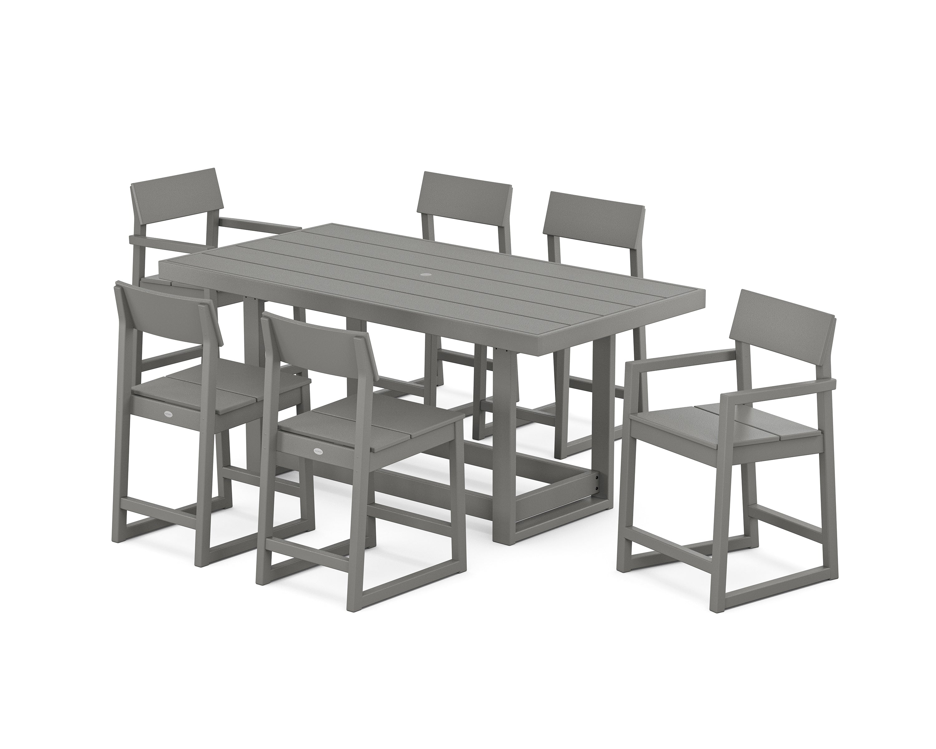 POLYWOOD® EDGE 7-Piece Counter Table Set in Slate Grey