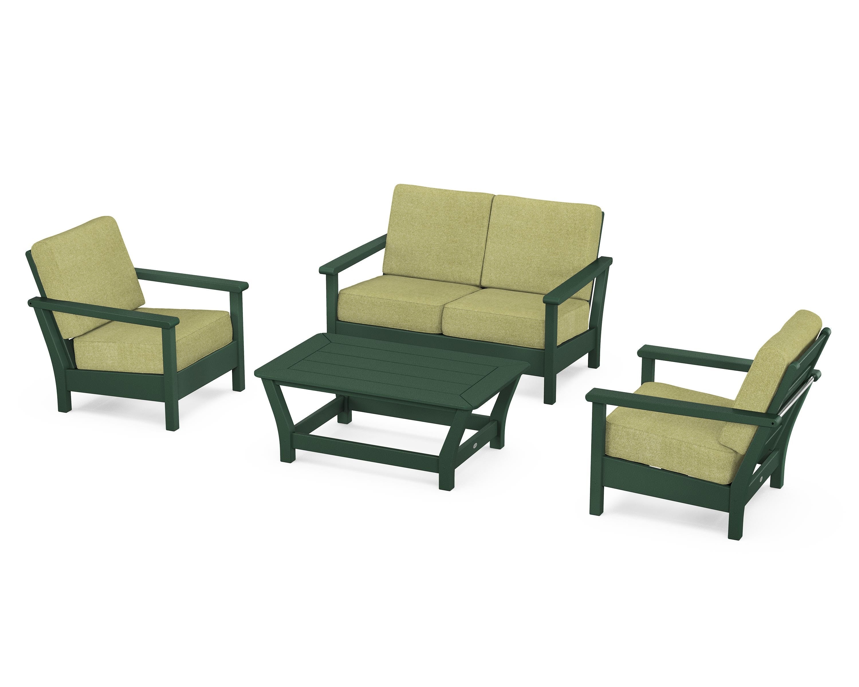 POLYWOOD Harbour 4-Piece Deep Seating Set in Green / Chartreuse Boucle