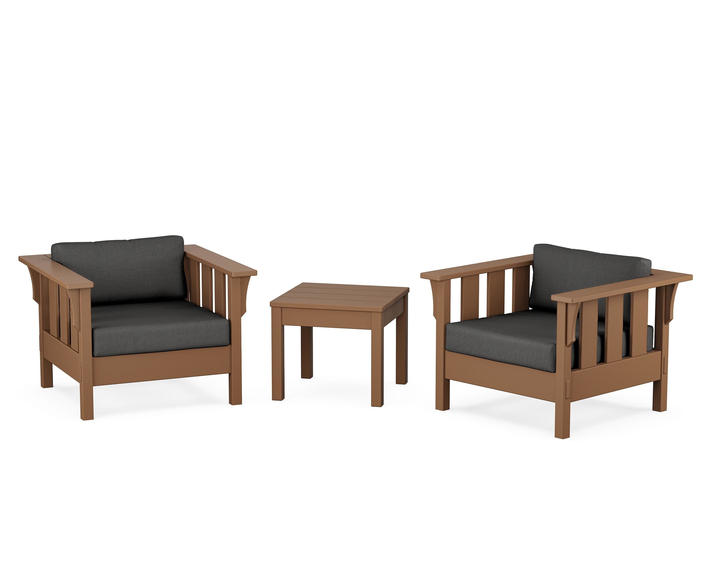 Martha Stewart by POLYWOOD Acadia 3-Piece Deep Seating Set in Teak / Spectrum Carbon