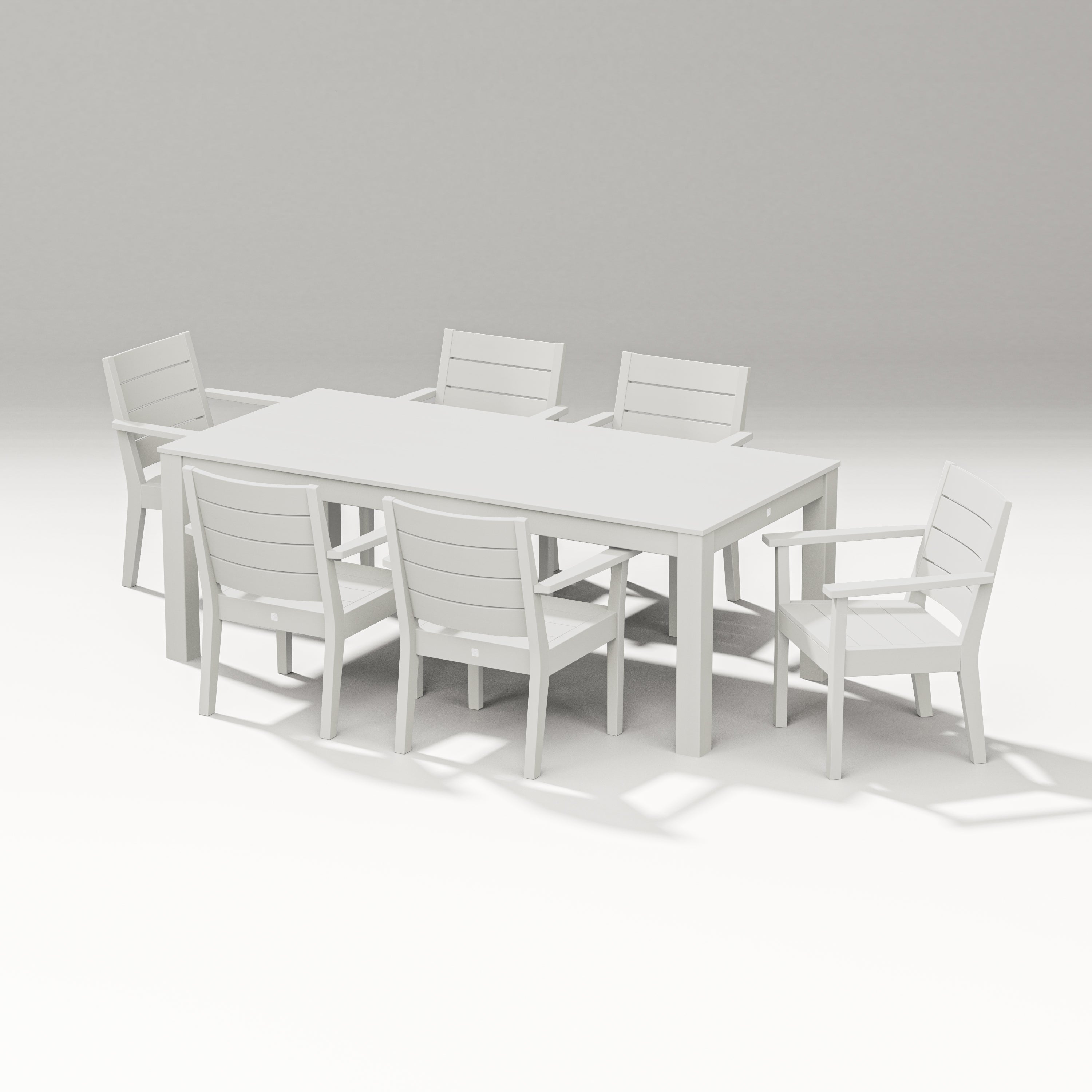 PW Designer Series Latitude 7-Piece Arm Chair Dining Set - Parsons 84" in Vintage White
