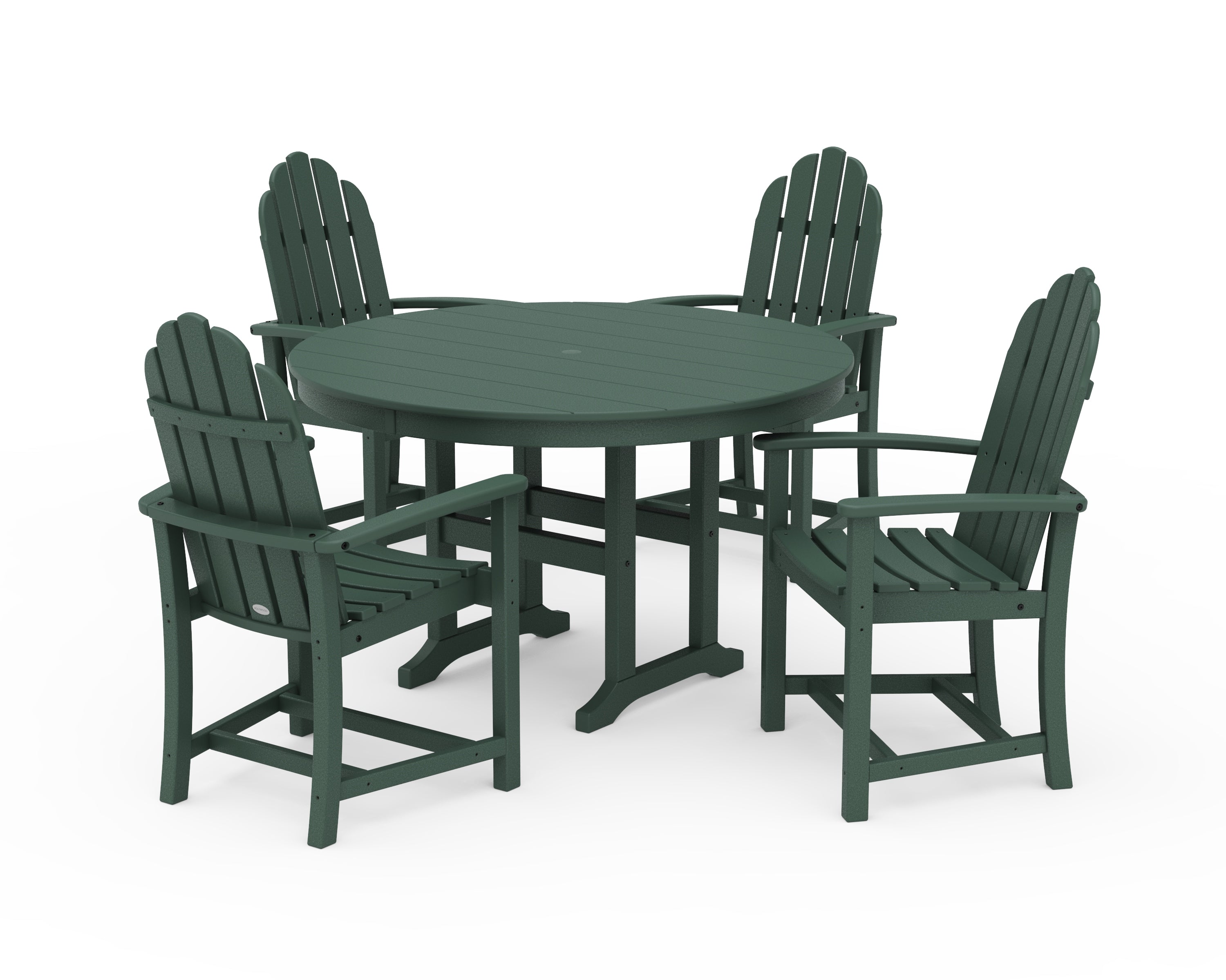 POLYWOOD Classic Adirondack 5-Piece Round Farmhouse Dining Set in Green