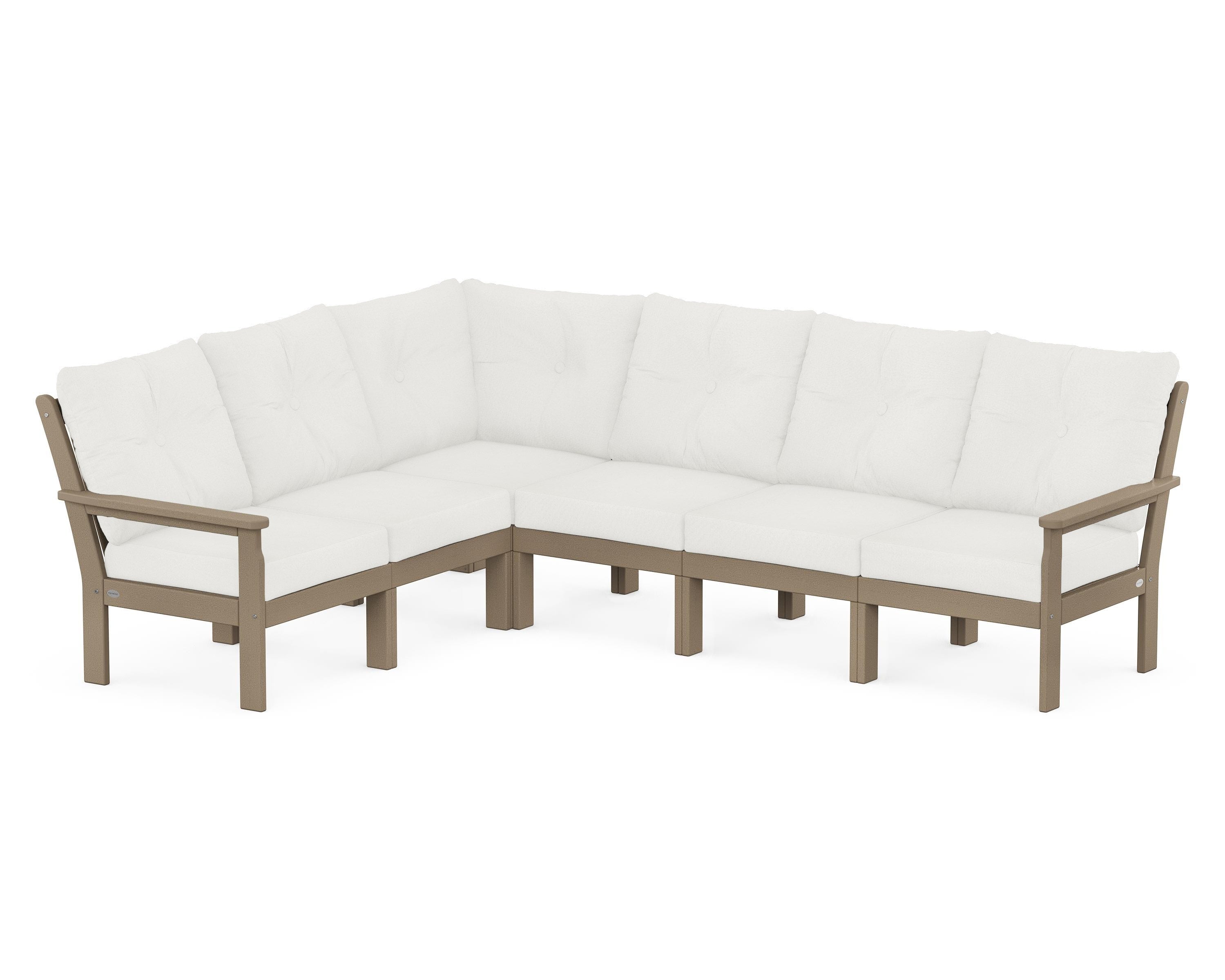 POLYWOOD Vineyard 6-Piece Sectional in Vintage Sahara / Natural Linen