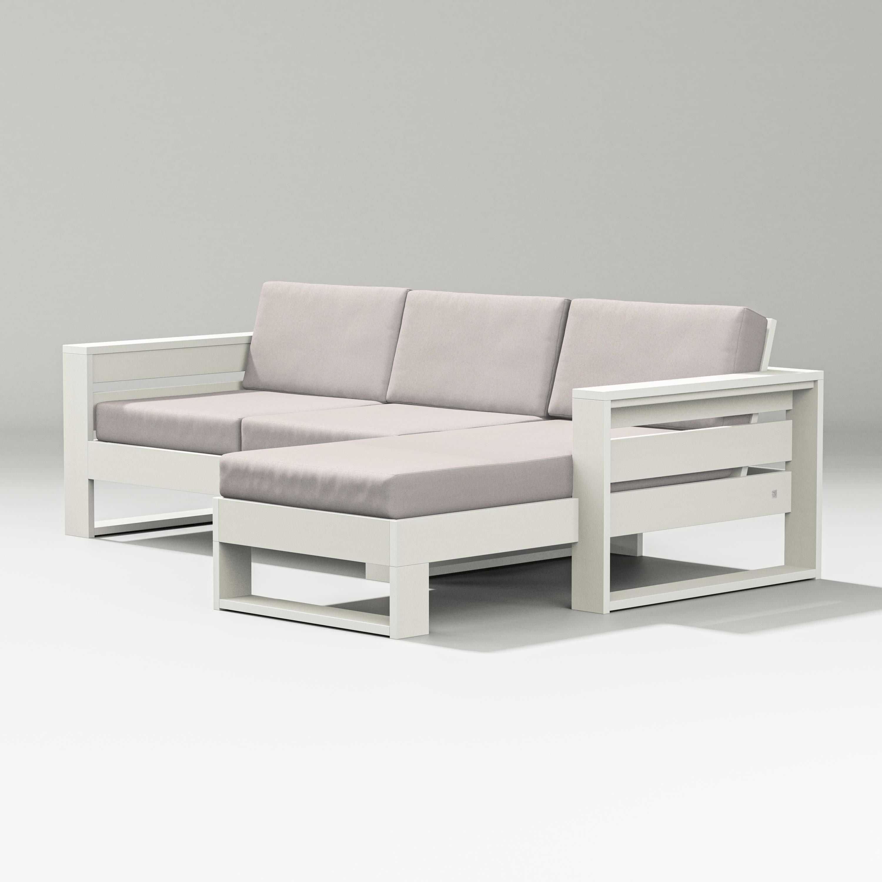 PW Designer Series Latitude Right Chaise Sectional in Vintage White / Dune Burlap